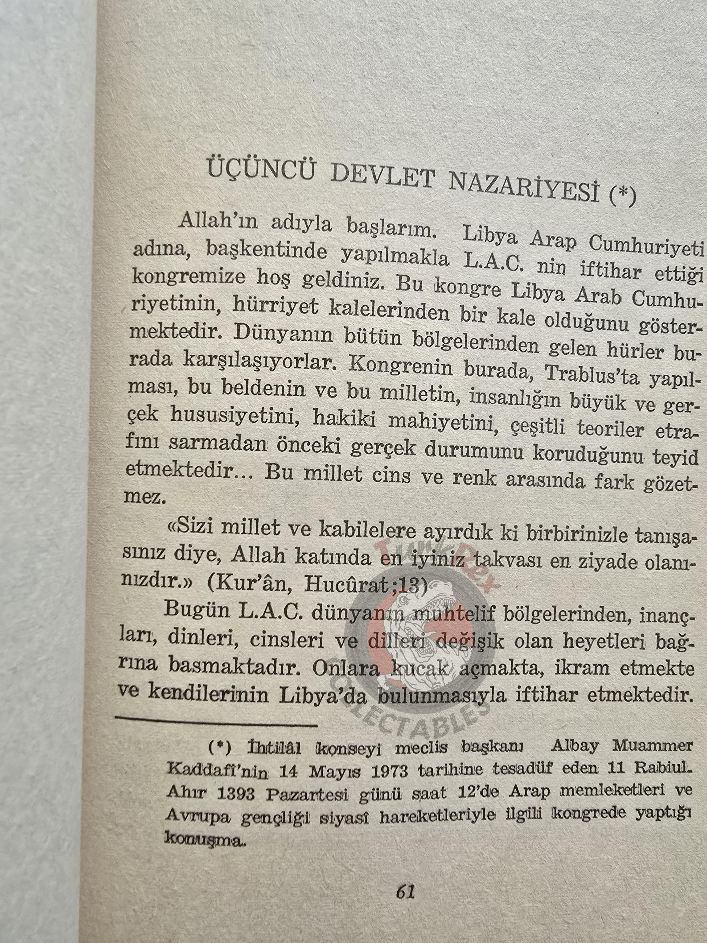 Muammer Kaddafi - My Views Libya Propaganda 1975 Turkish Book Turkey Gaddafi
