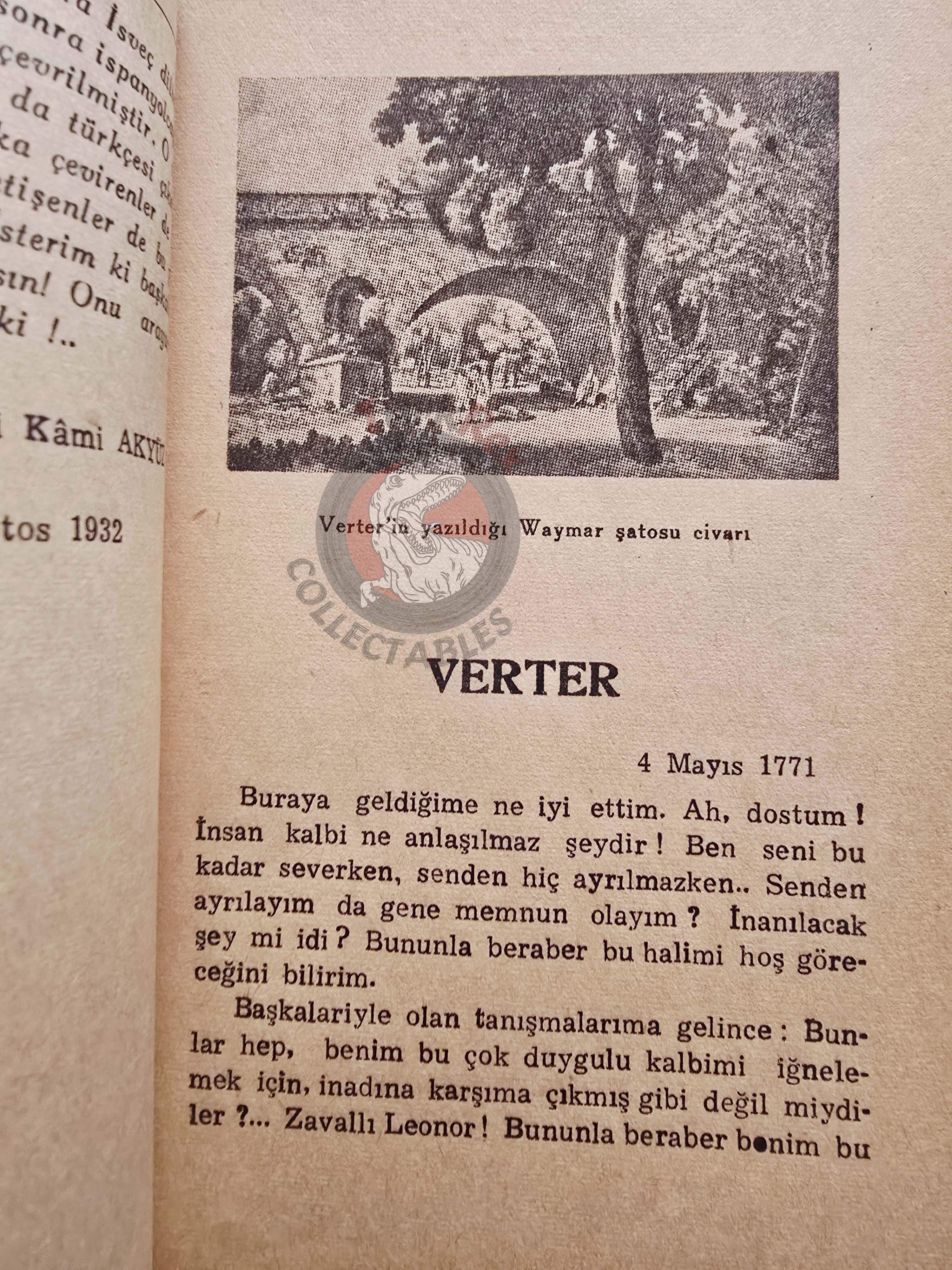 Johann Wolfgang von Goethe – The Sorrows Of Young Werther 1957 Turkish Book Turkey