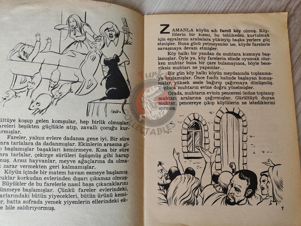 Grimm Brothers – Pied Piper of Hamelin 1973 Turkish Book Turkey Illustrated 3