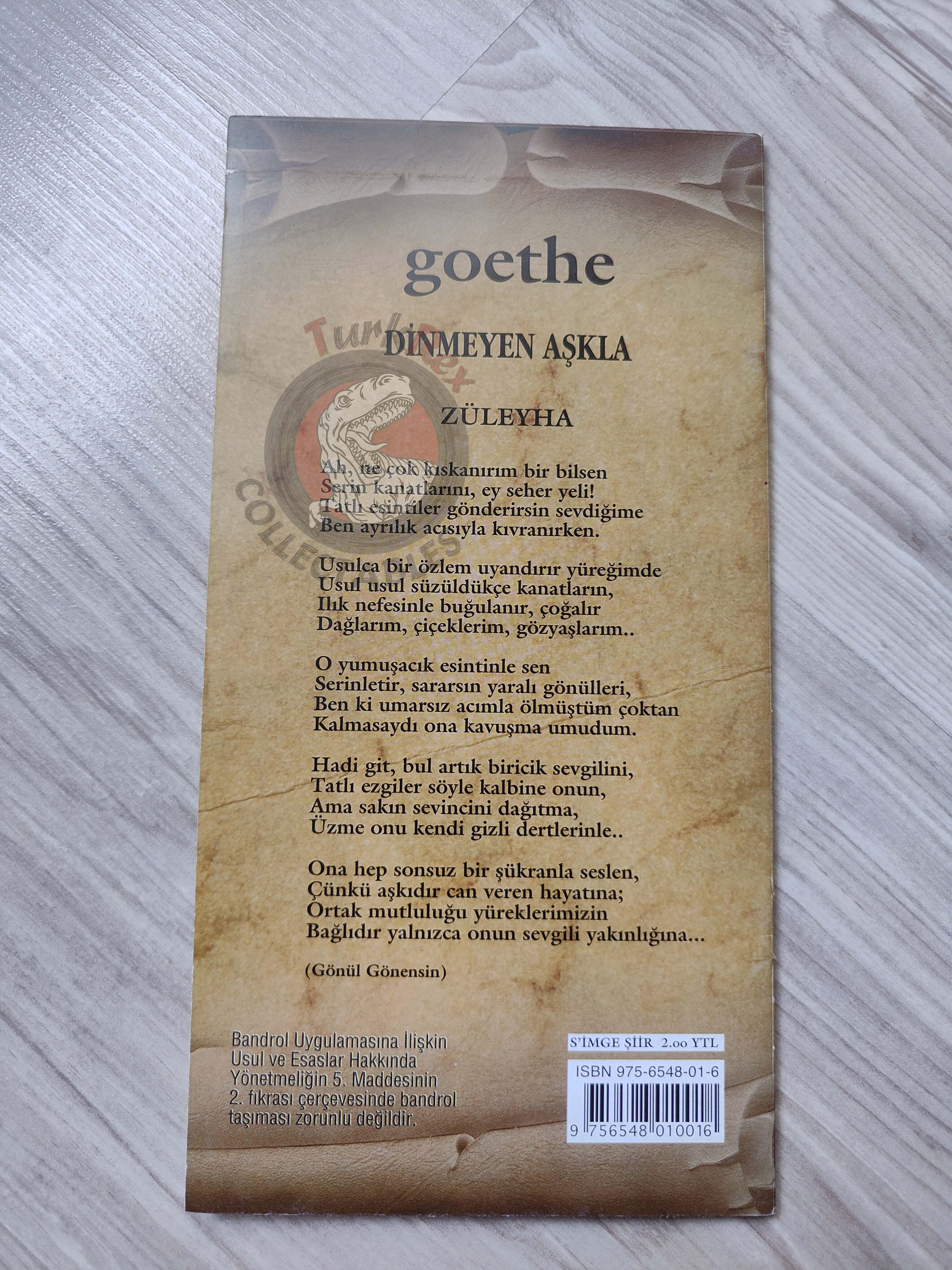 Johann Wolfgang von Goethe – Selected Poems Turkish Book Turkey