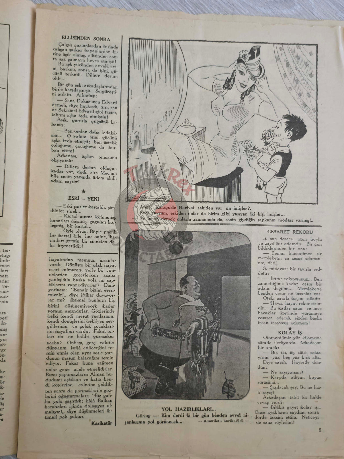 Karikatür 1944 Humor Magazine Turkish Turkey Submarines Prepared for Hitler’s Escape Germany WW2 era