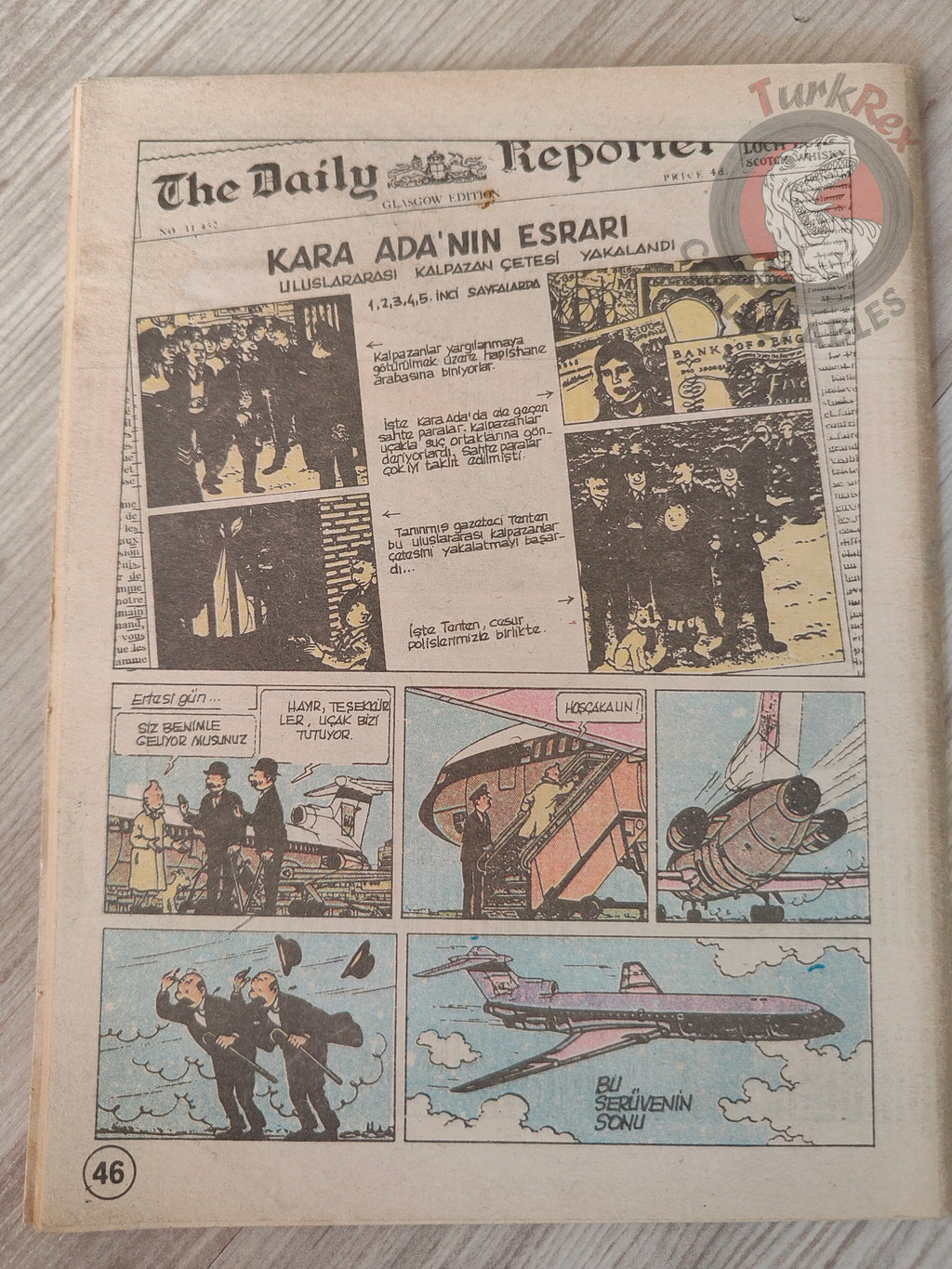 Tintin – The Black Island 1989 Turkish Edition Comic Turkey
