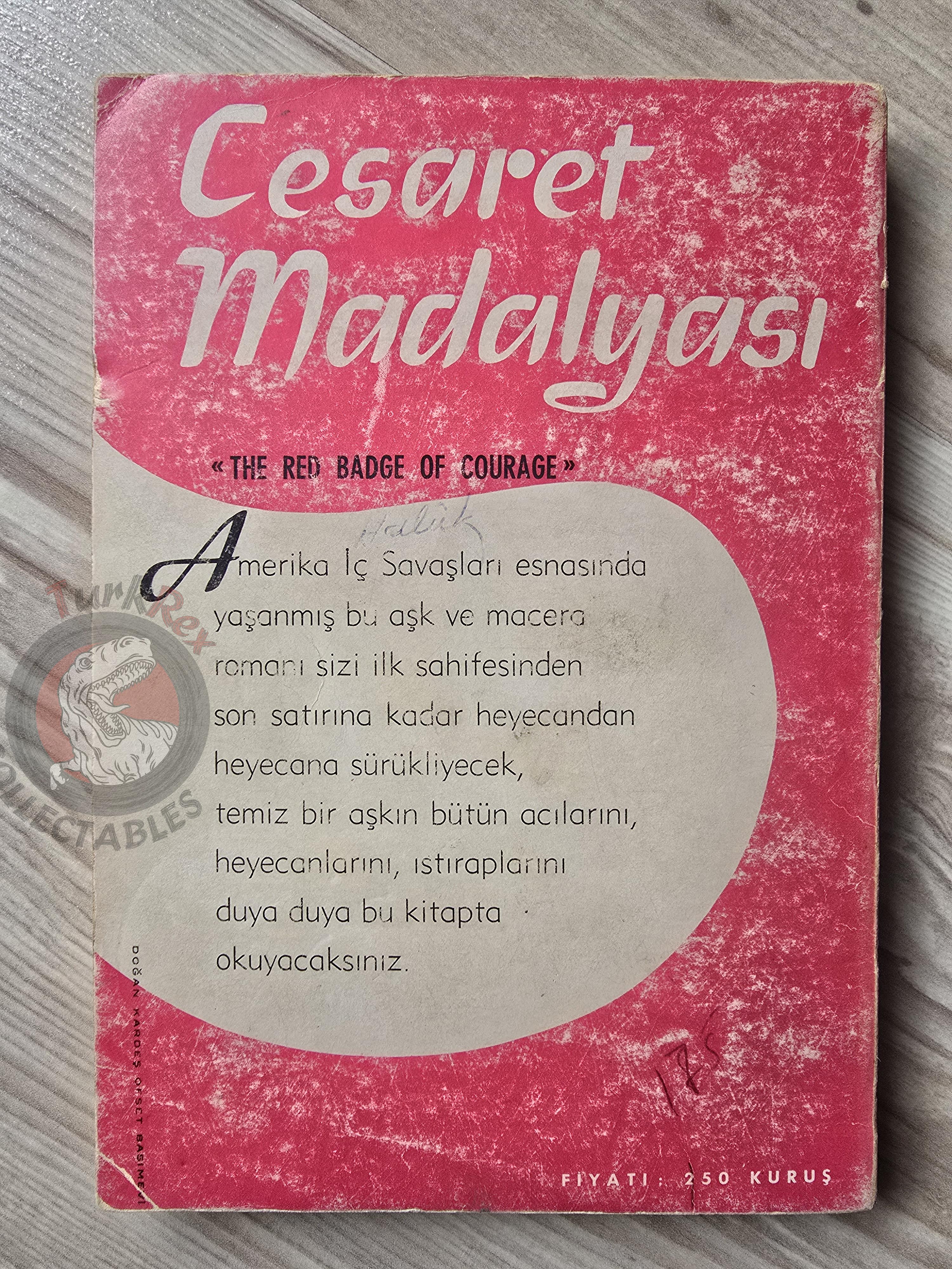 Stephen Crane – The Red Badge of Courage 1958 1st Turkish Book Turkey