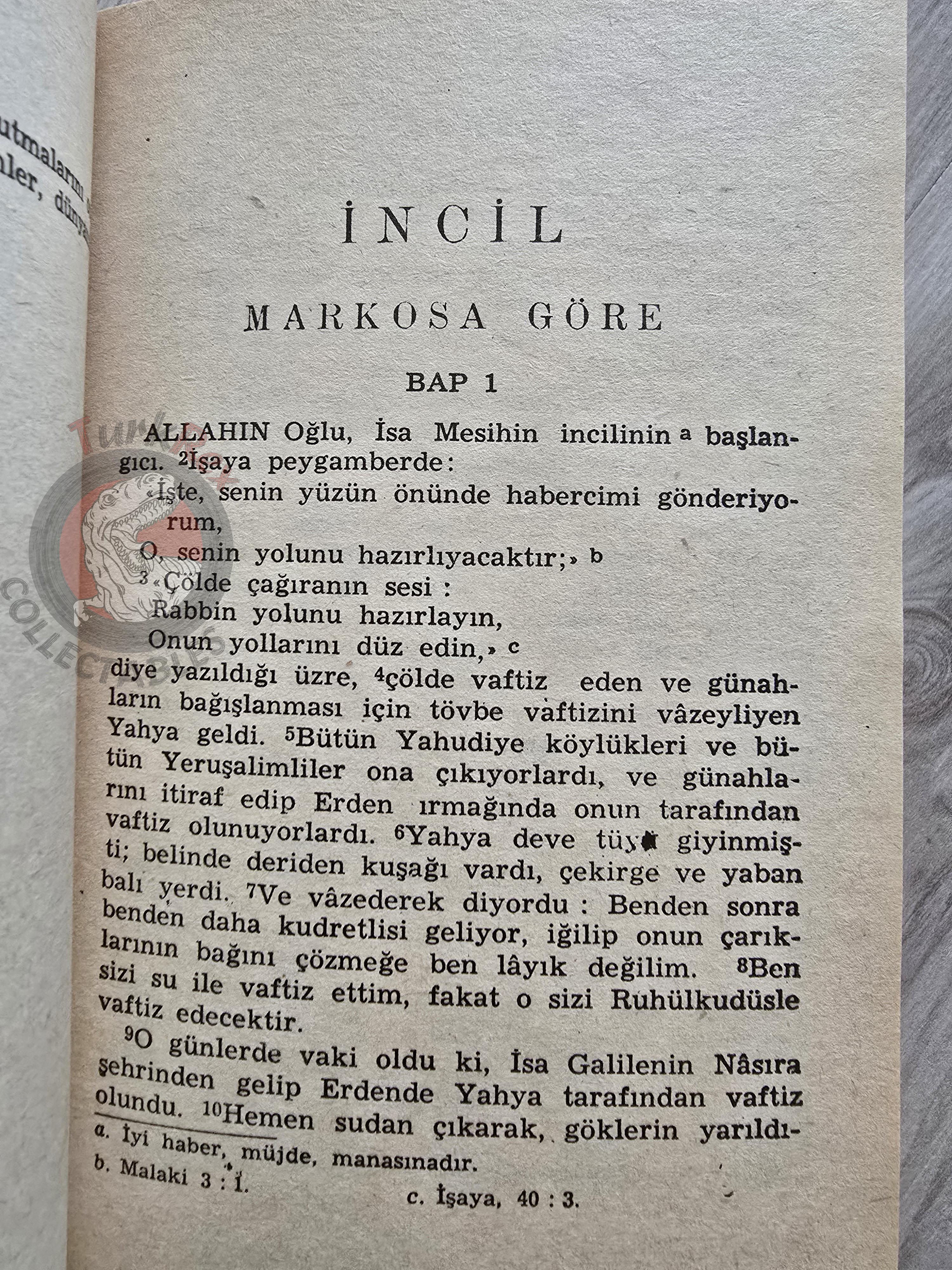 Bible The Holy Gospel 1967 Turkish Book New Testament