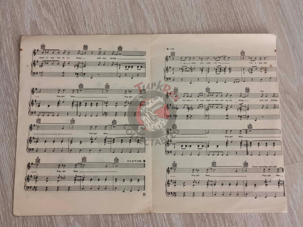 Anne Murray & Tom Jones 1971 Turkish Vintage Musical Notes Sheet Turkey