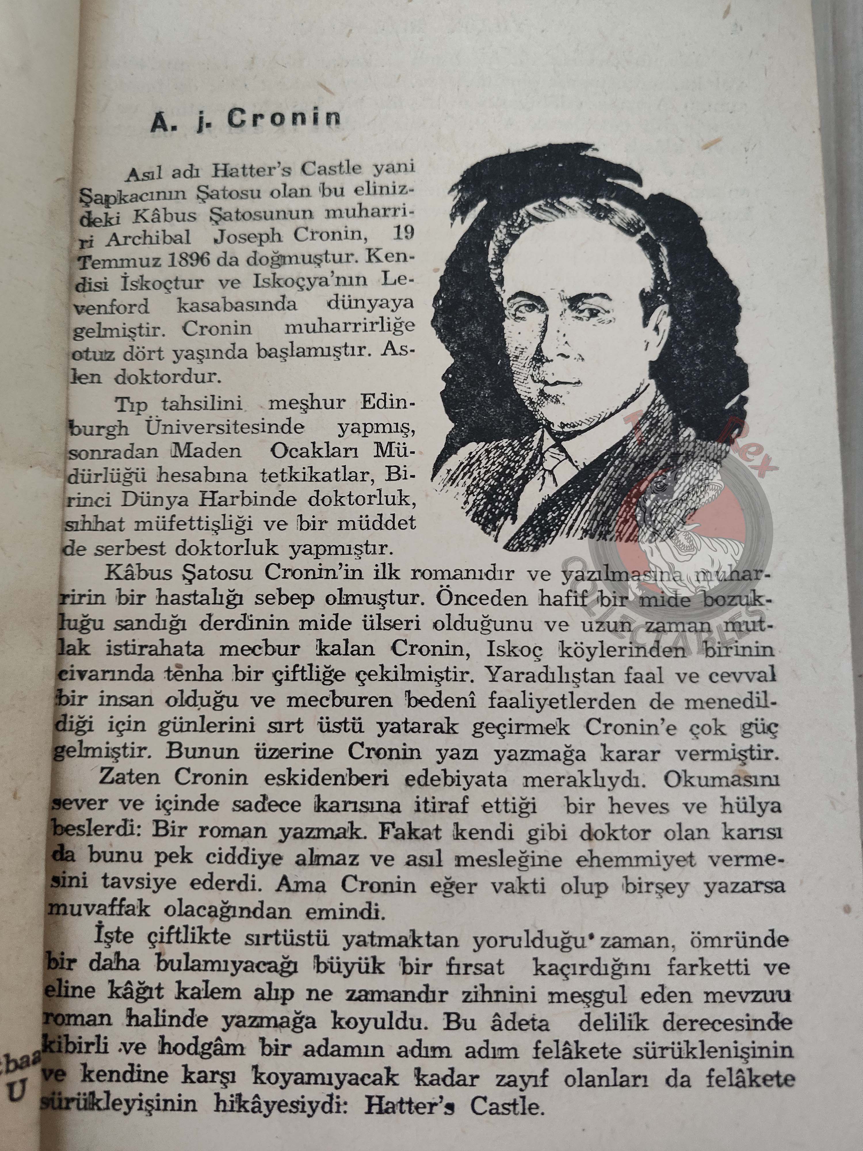 A. J. Cronin – Hatter’s Castle 1948 1st Turkish Book Turkey