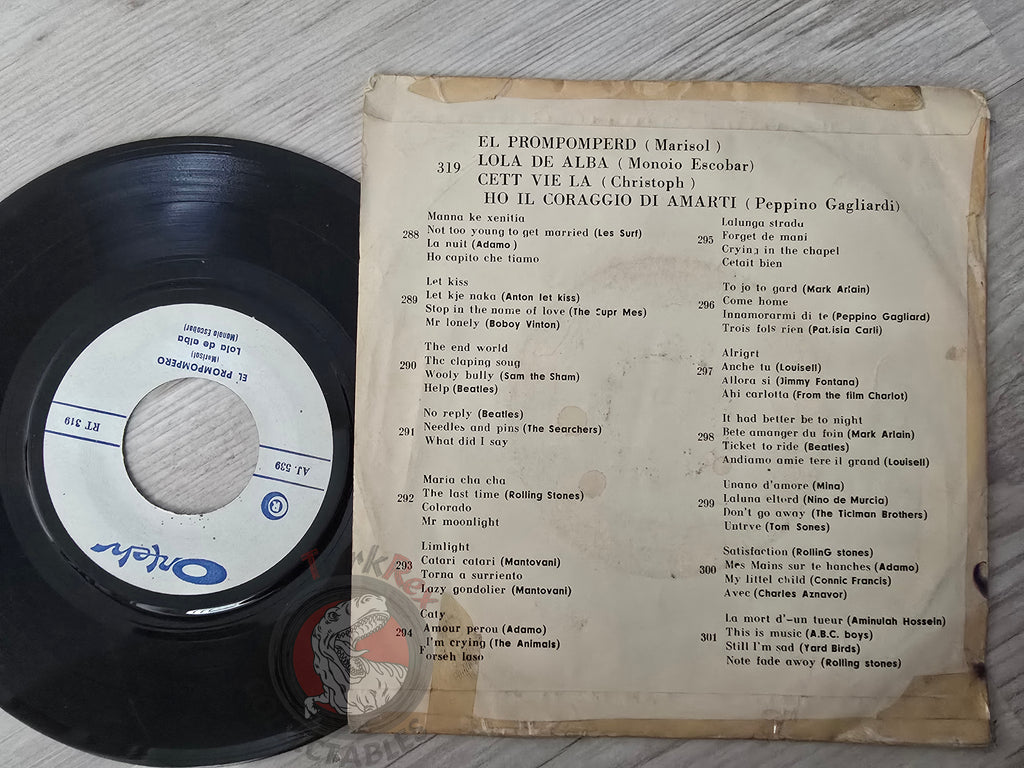 Marisol / Manolo Escobar / Christophe / Peppino Gagliardi 7" Iran Pressing Vinyl Iranian Edition