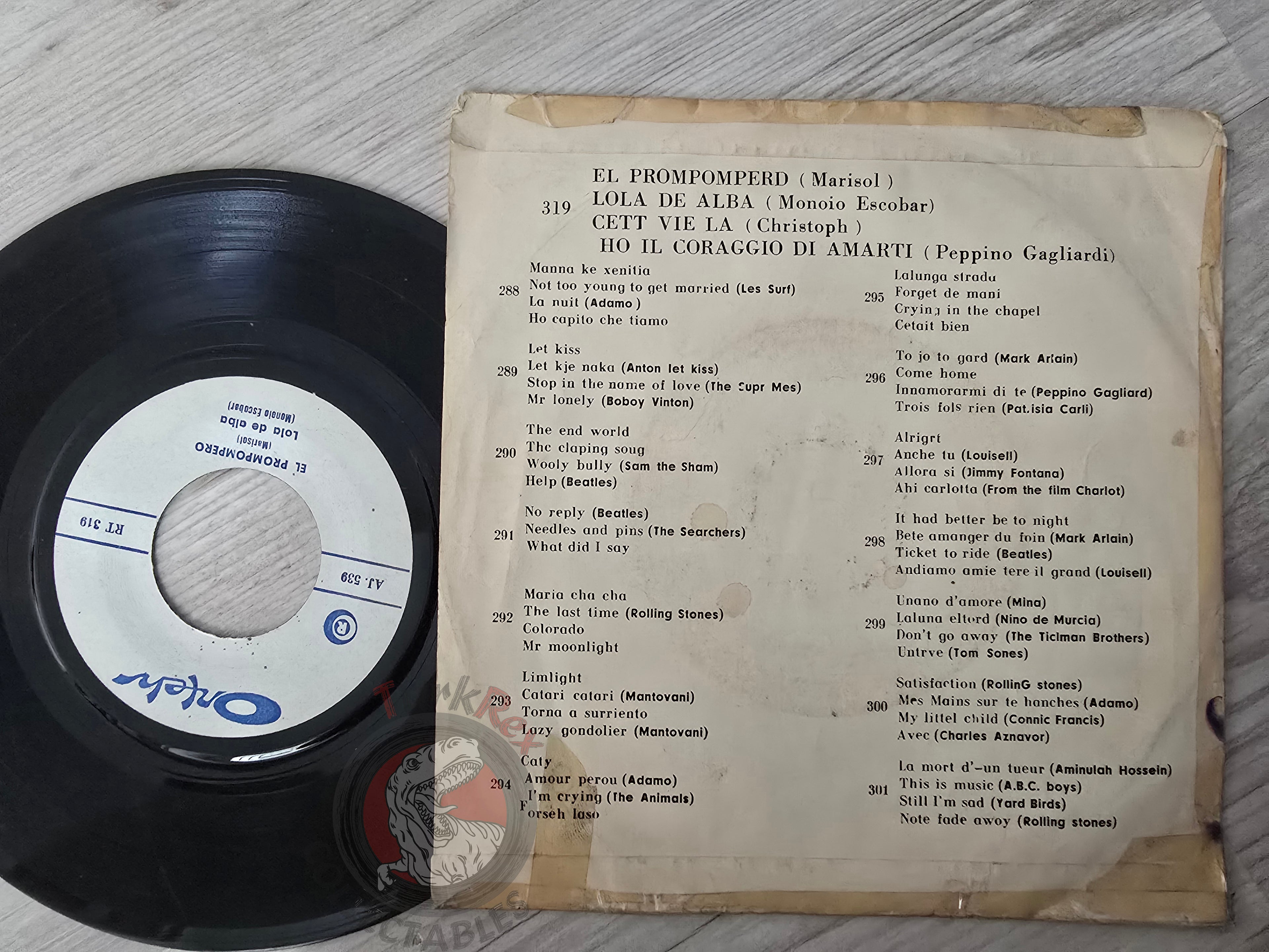 Marisol / Manolo Escobar / Christophe / Peppino Gagliardi 7" Iran Pressing Vinyl Iranian Edition