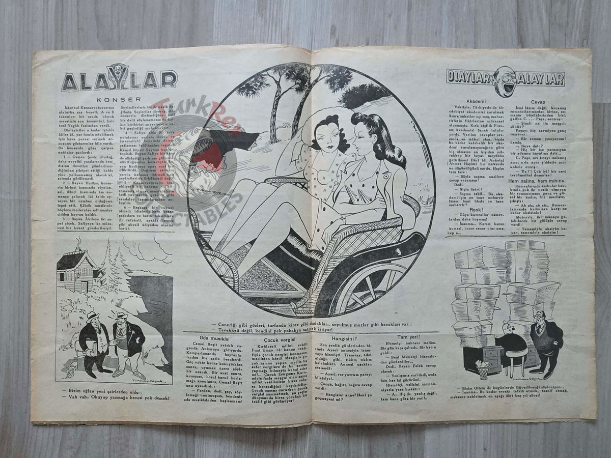 Akbaba 1945 Humor Magazine Turkish Turkey Uncle Sam Atom Bomb Japan WW2 era United States