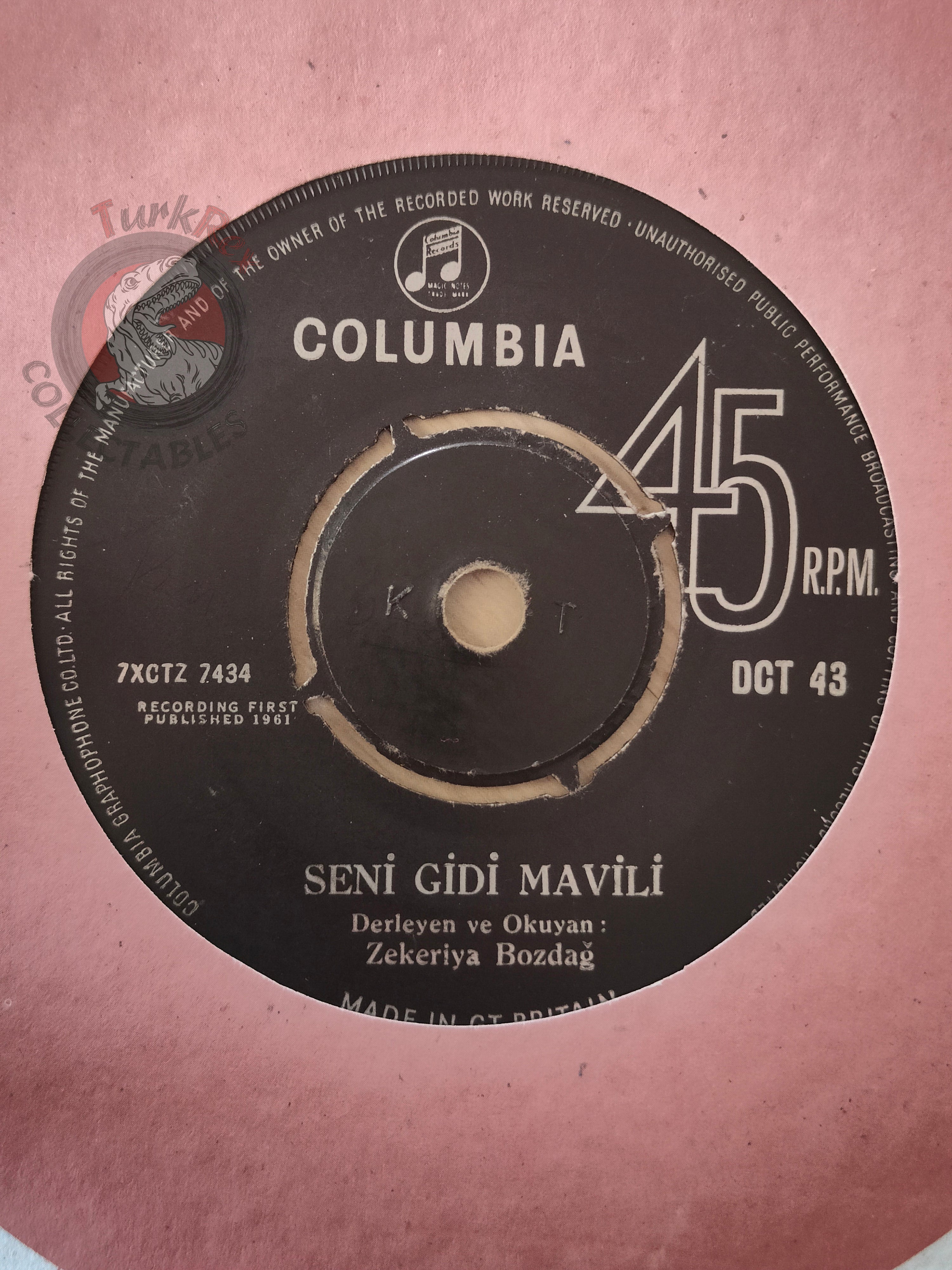 Zekeriya Bozdağ – Seni Gidi Mavili 7" UK Pressing Vinyl England Edition