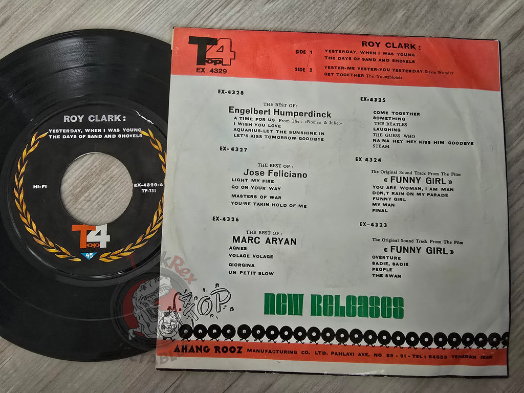 Roy Clark / Stevie Wonder / The Youngbloods  7" Iran Pressing Vinyl Iranian Edition