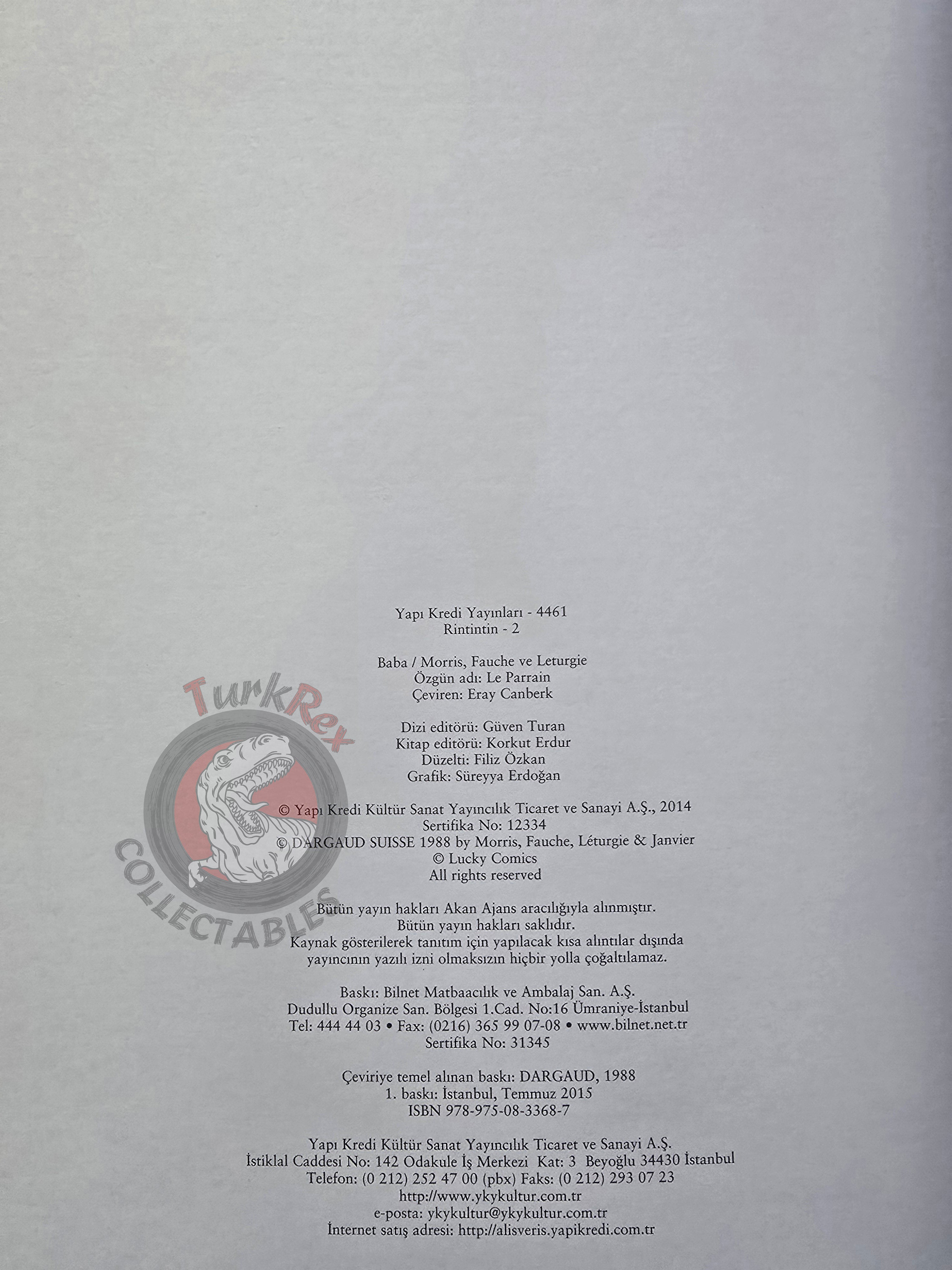 Rantanplan – Le Parrain 2015 Turkish Comic Turkey Lucky Luke