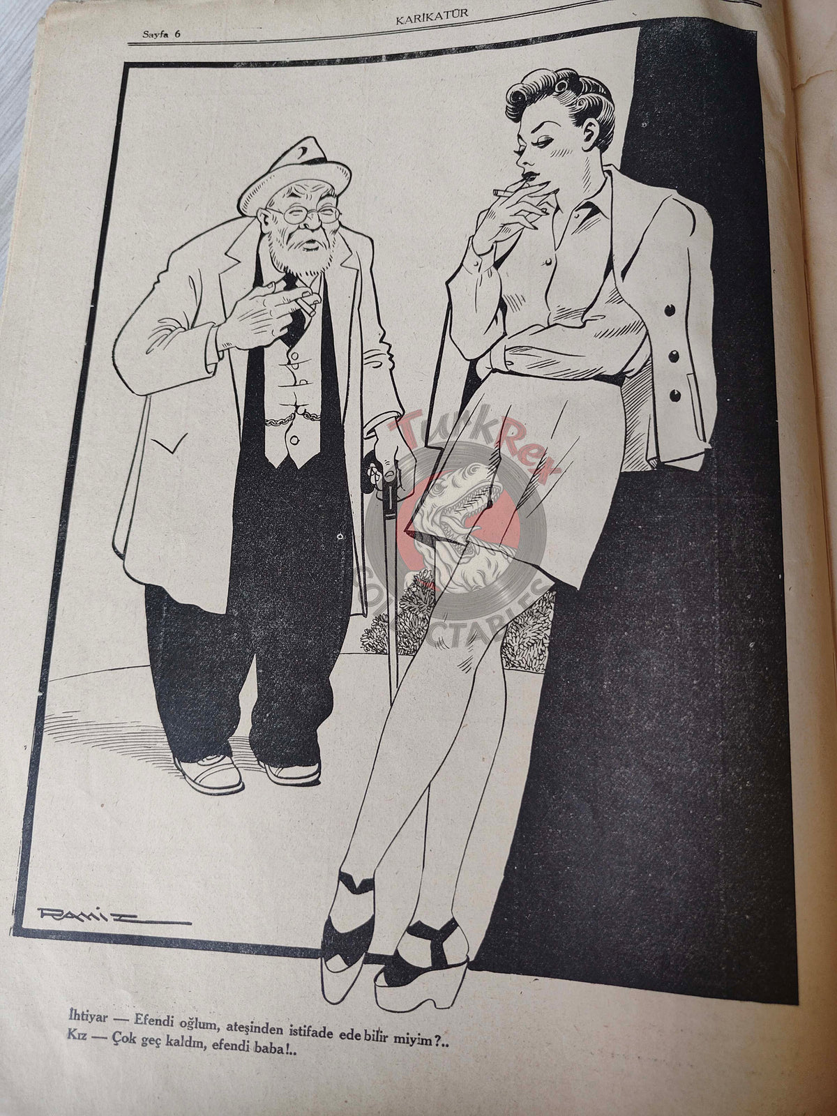 Karikatür 1943 Humor Magazine Turkish Turkey Winston Churchill Italy WW2 era Germany