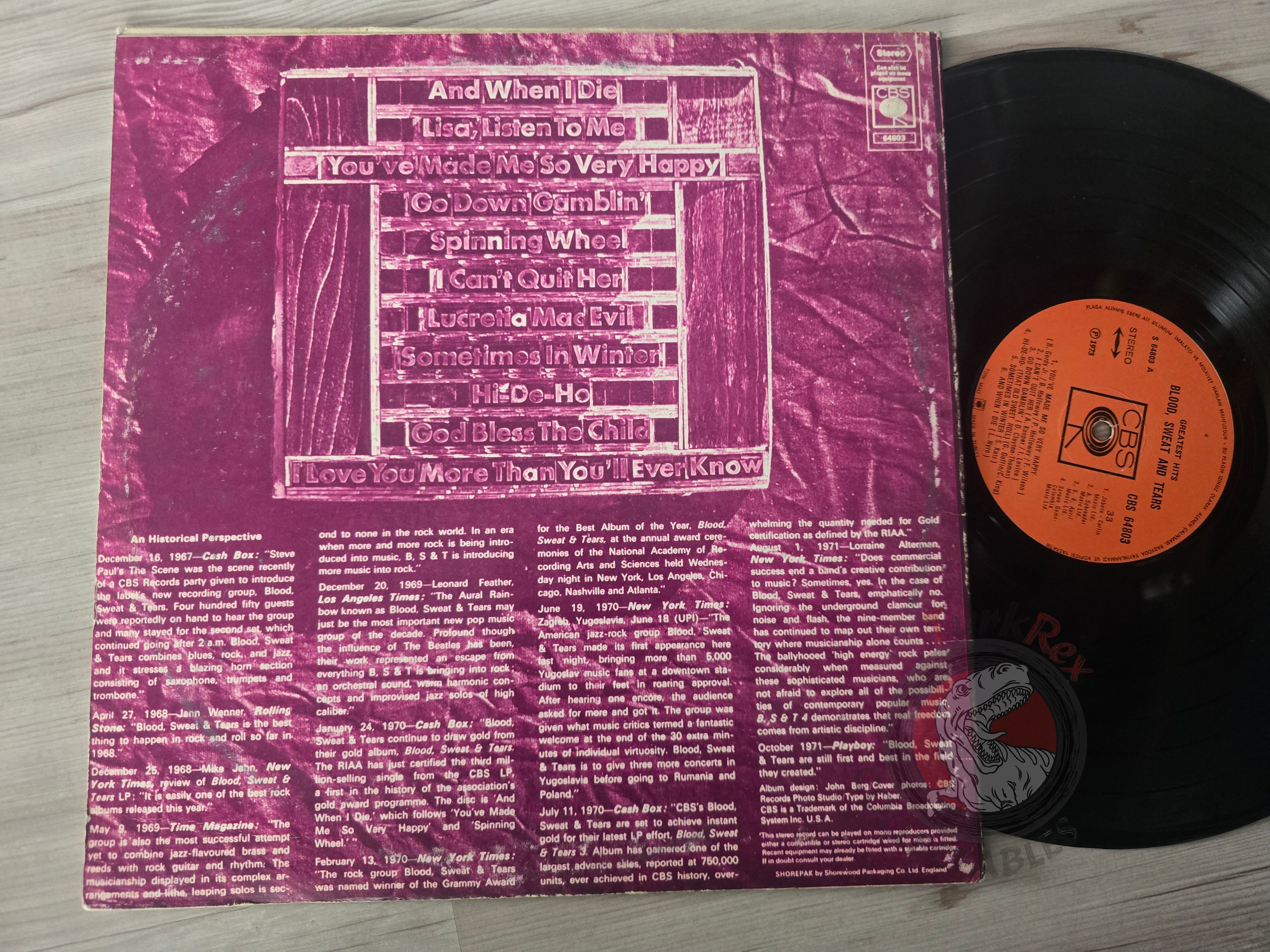 Blood, Sweat And Tears – Blood, Sweat & Tears Greatest Hits Turkish Pressing Vinyl Turkey Edition