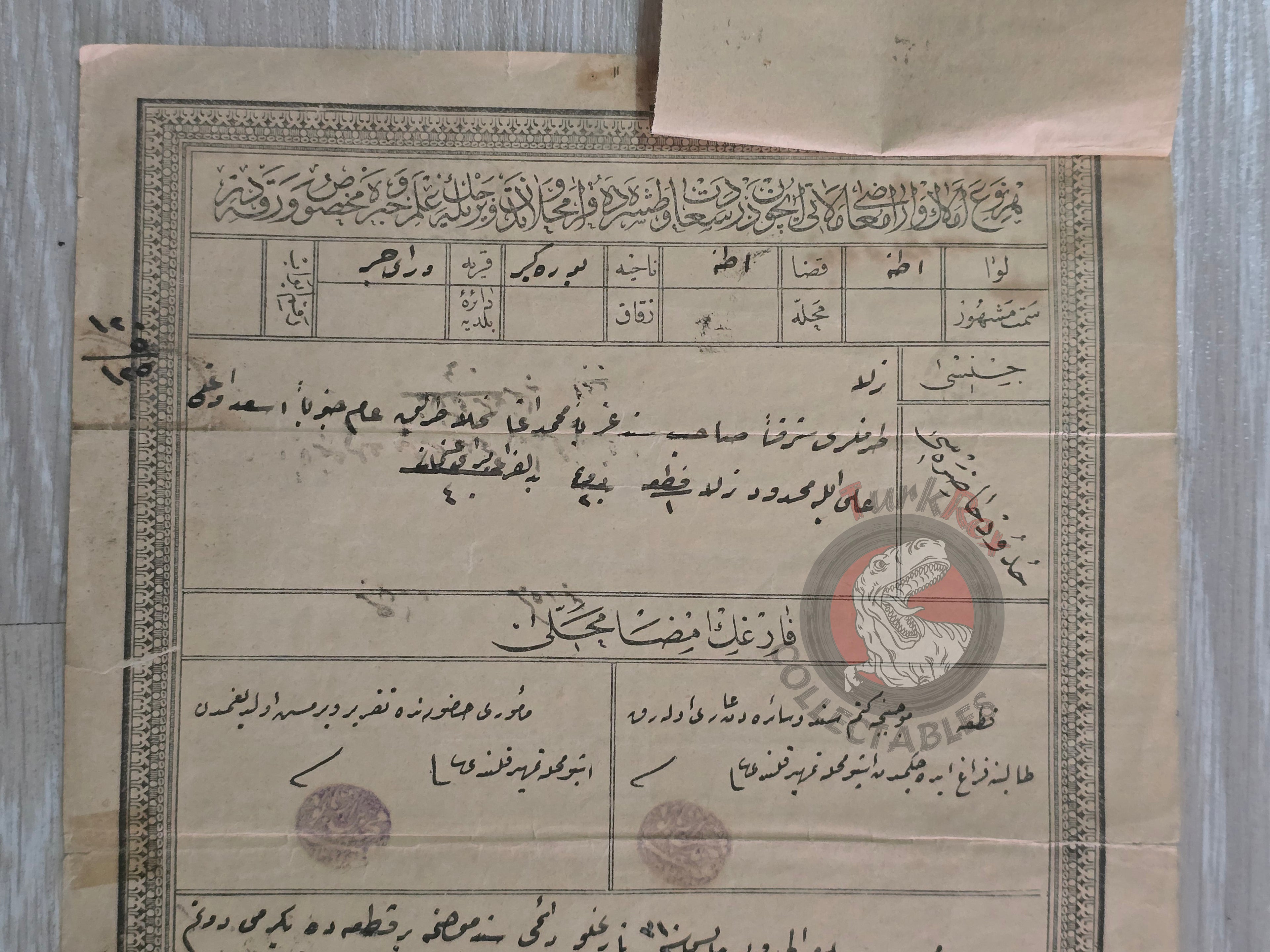 Ottoman 1900 Land Deed Agricultural Land in Adana Yüreğir Title Deed