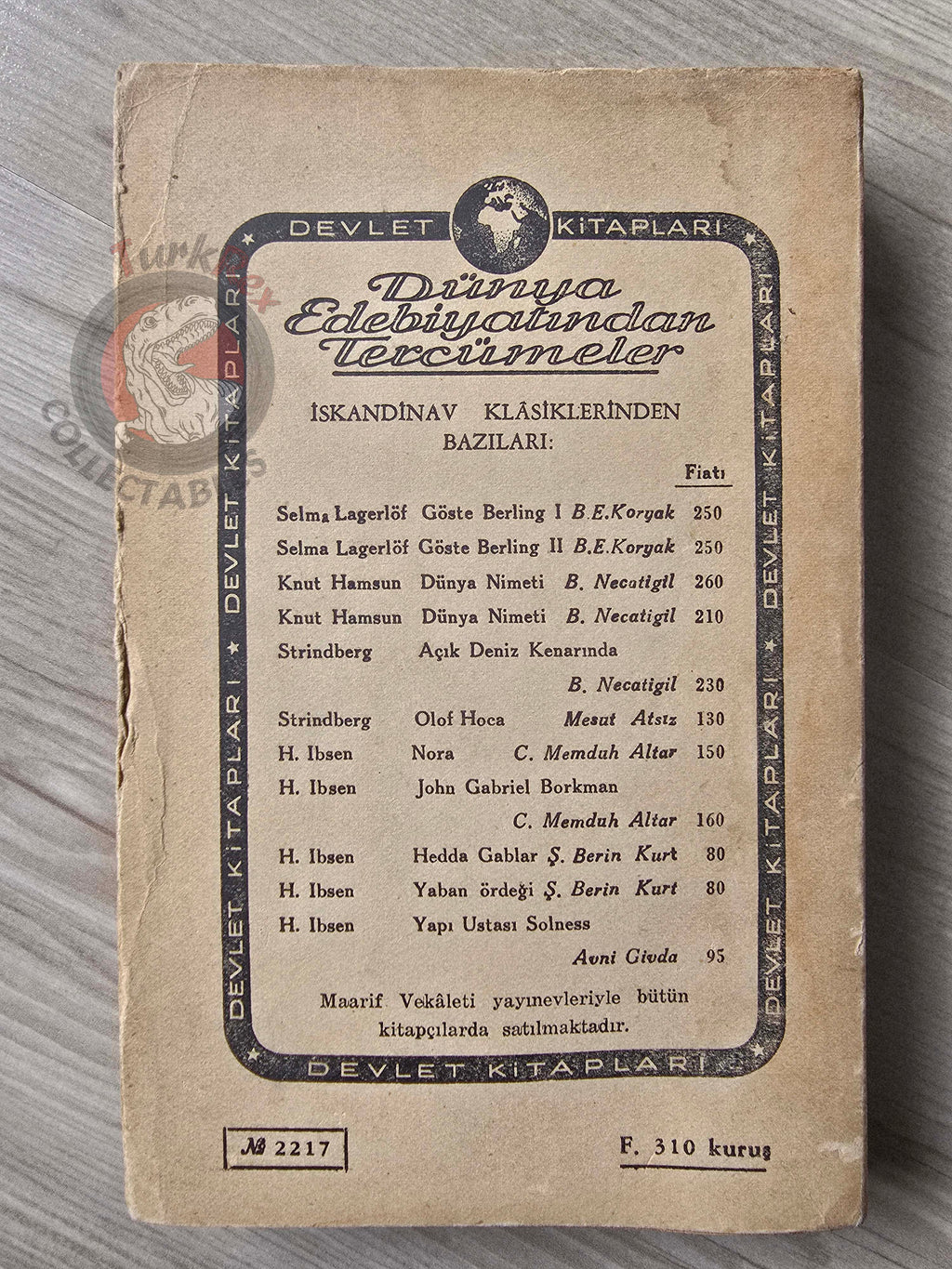 Selma Lagerlöf – Zacharias Topelius 1957 1st Turkish Book Turkey