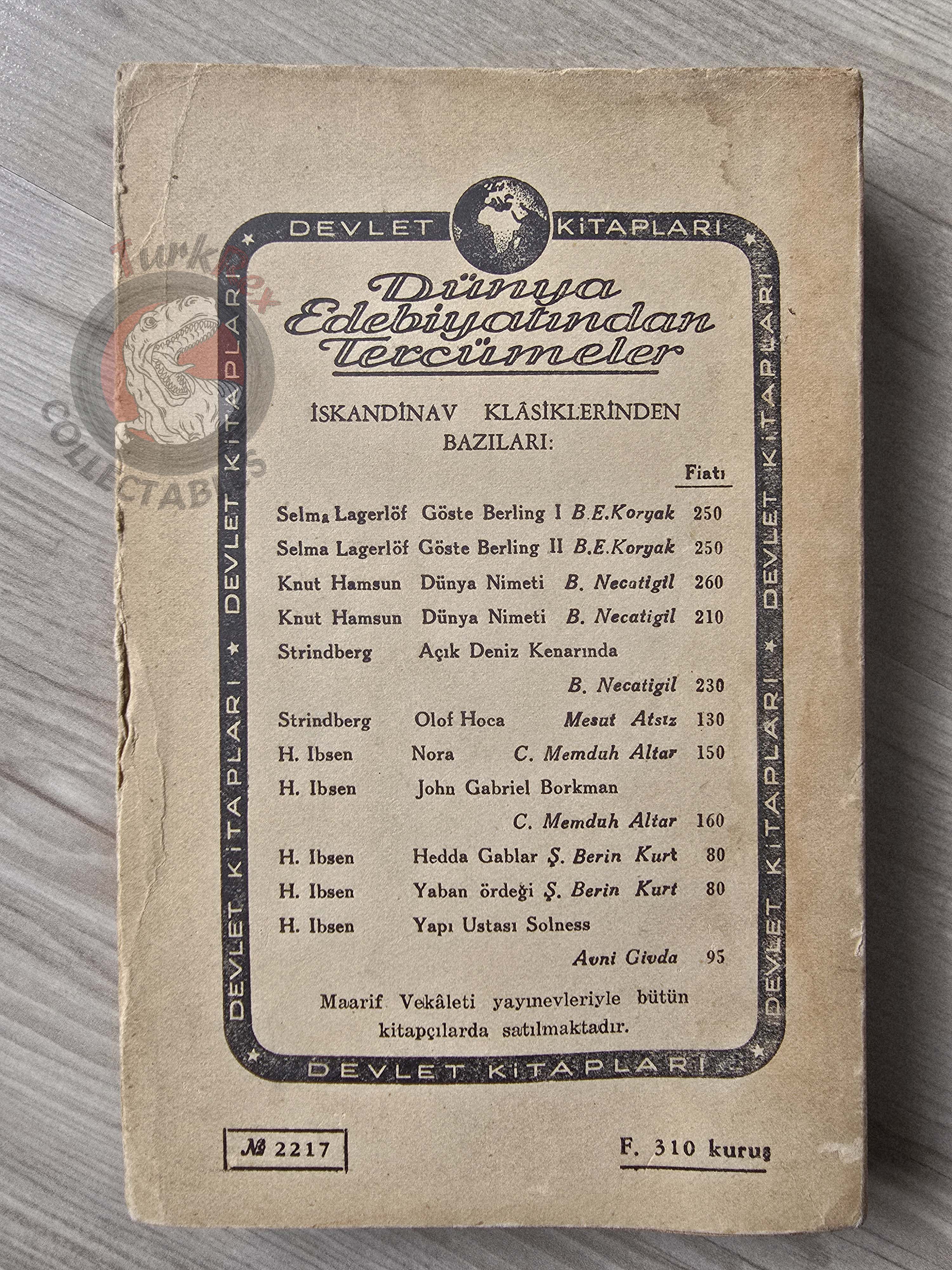 Selma Lagerlöf – Zacharias Topelius 1957 1st Turkish Book Turkey