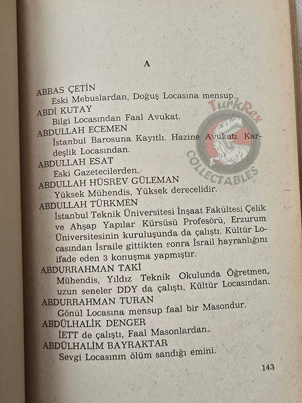 Turkish Freemasonry and Freemasons 1978 Masonic Masons of Turkey Names