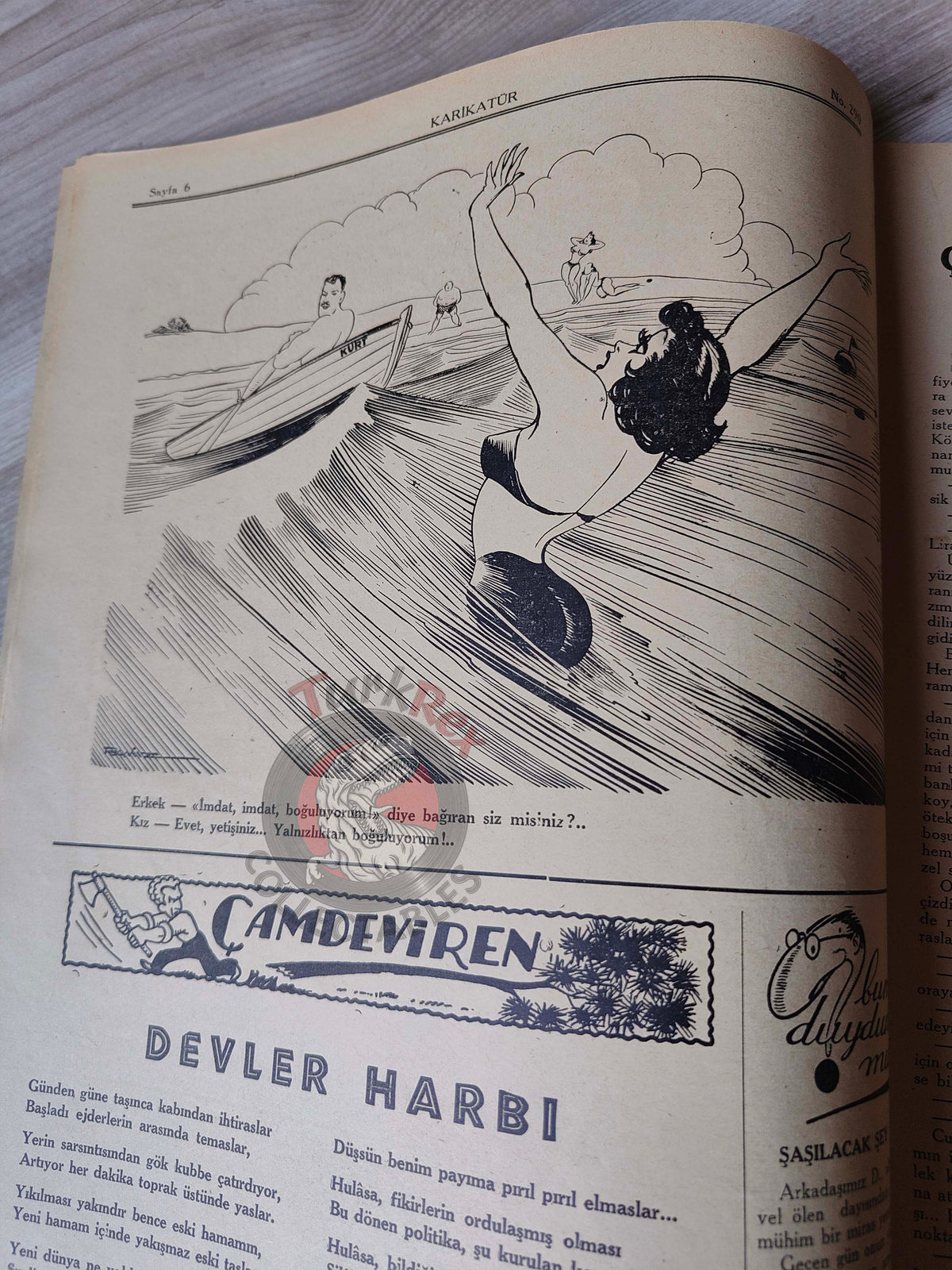 Karikatür 1941 Humor Magazine Turkish Turkey Germany Russia WW2 era Litvinov Syria France
