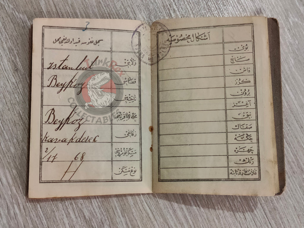 Ottoman Identity Document 1927 Muslim Citizen from Janina with photo Balkans Migrant