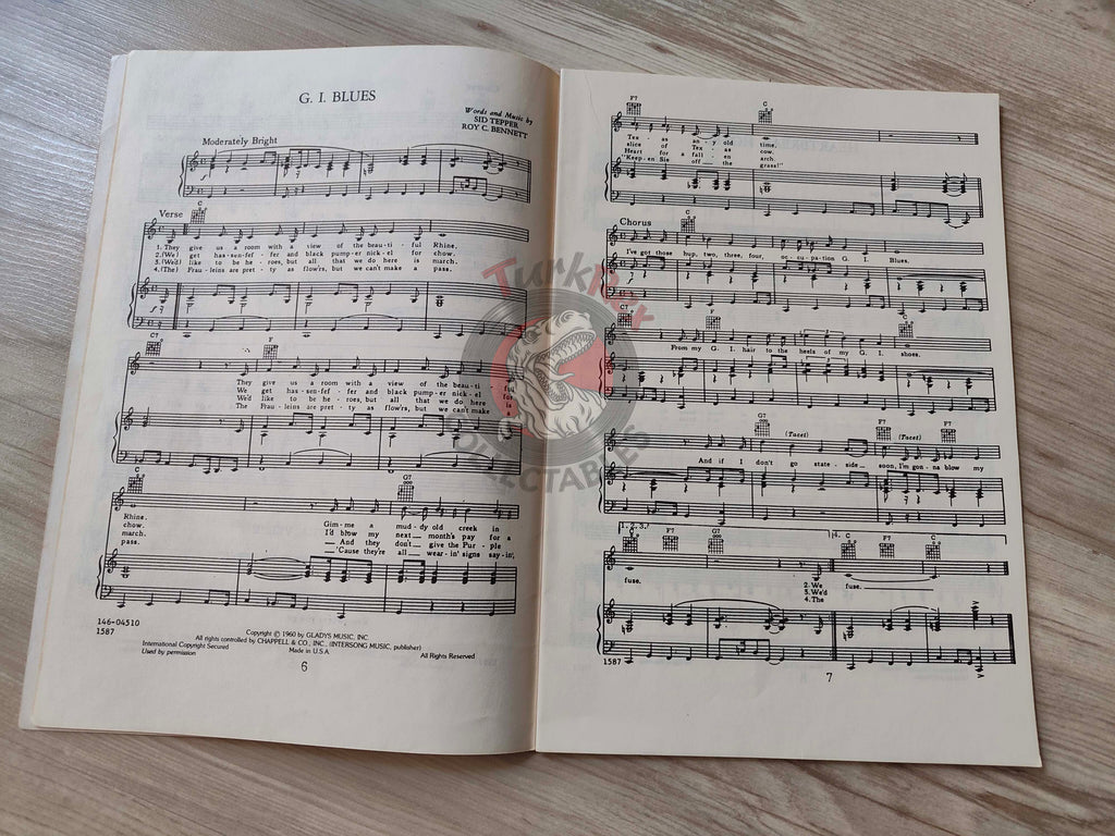 Elvis Presley – Greatest Hits 15 Songs Turkish Vintage Musical Notes Sheet Turkey