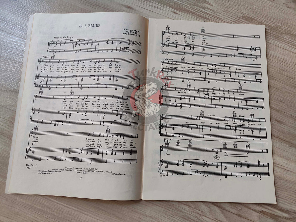 Elvis Presley – Greatest Hits 15 Songs Turkish Vintage Musical Notes Sheet Turkey