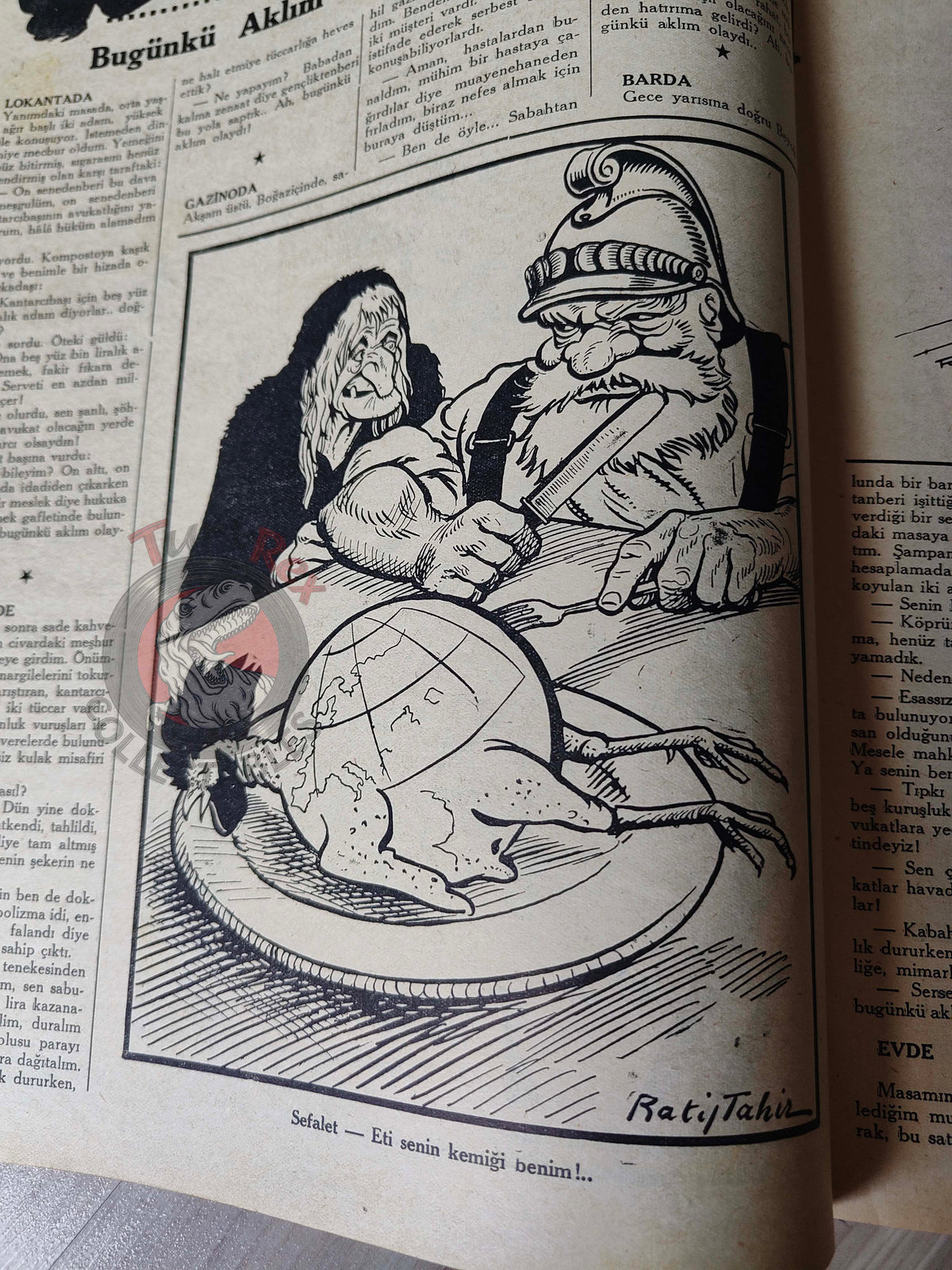 Karikatür 1941 Humor Magazine Turkish Turkey Germany and India WW2 era Churchill Britain Russia