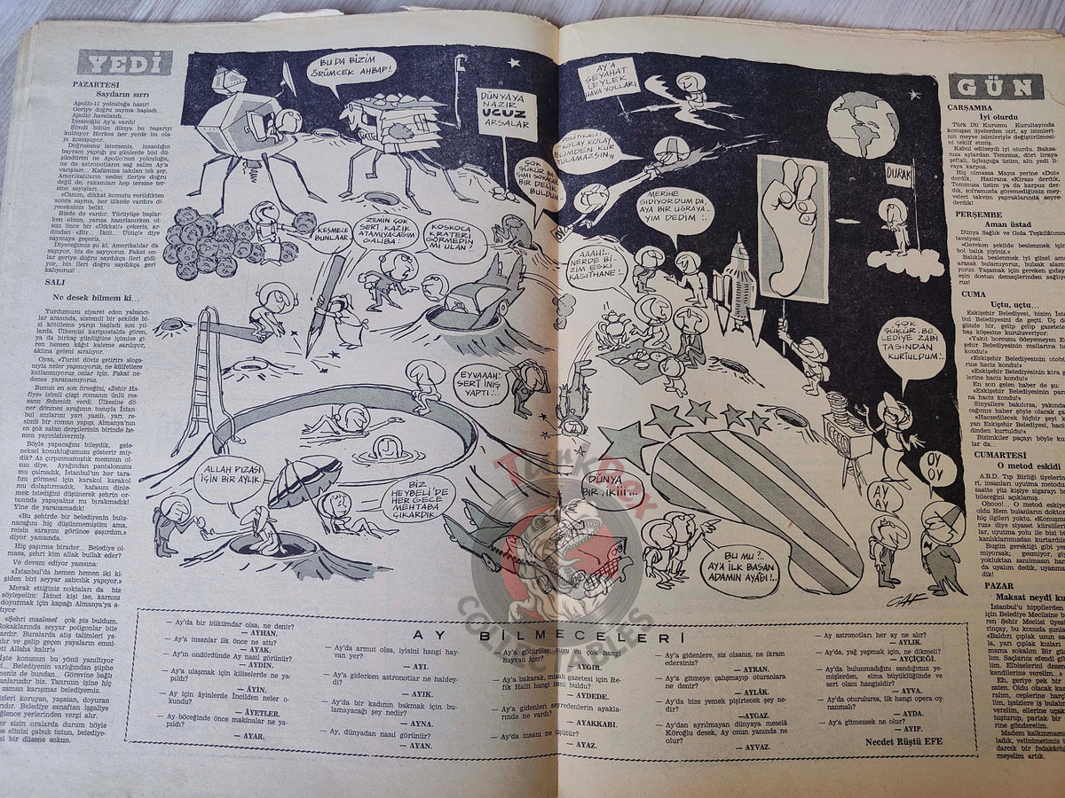 Akbaba 1969 Uncle Sam and the Magic Moon Soil Turkish Magazine Turkey Apollo 11 Space