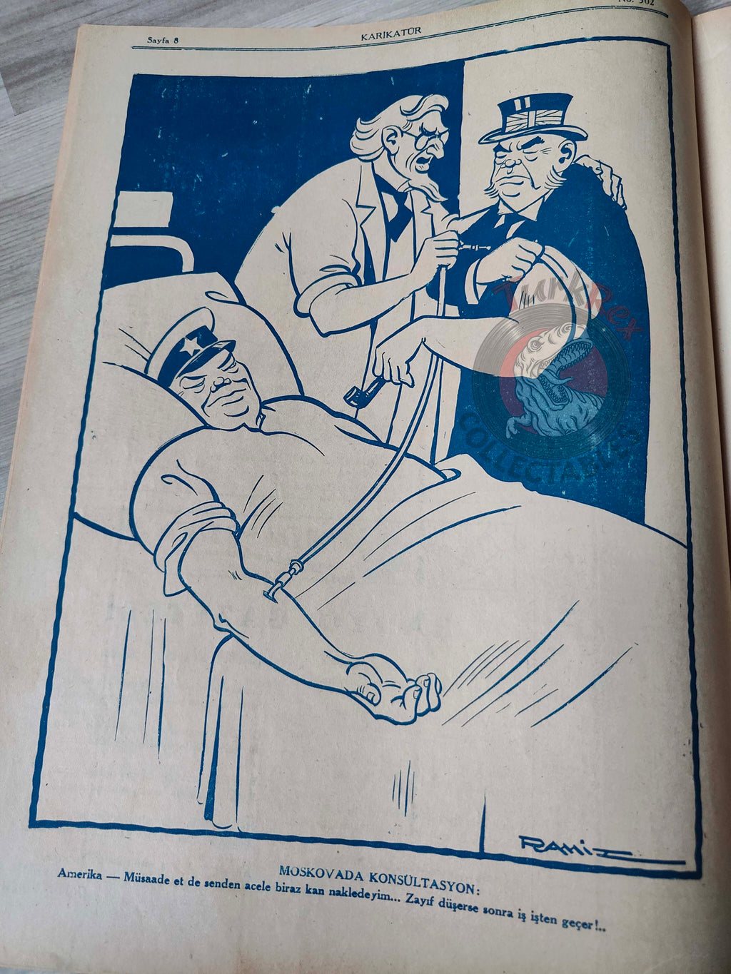 Karikatür 1941 Humor Magazine Turkish Turkey Russia United States Germany WW2 era Churchill