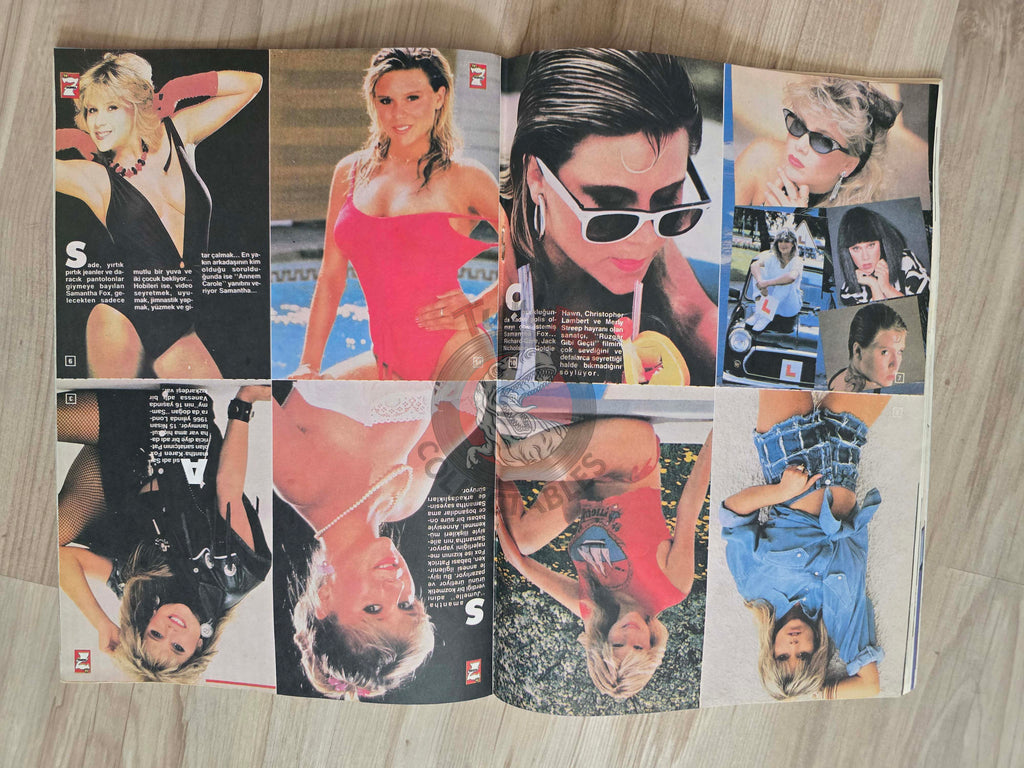 TV'de 7 Gong 1988 Rambo Turkish Magazine Turkey Sylvester Stallone Samantha Fox Joan Baez