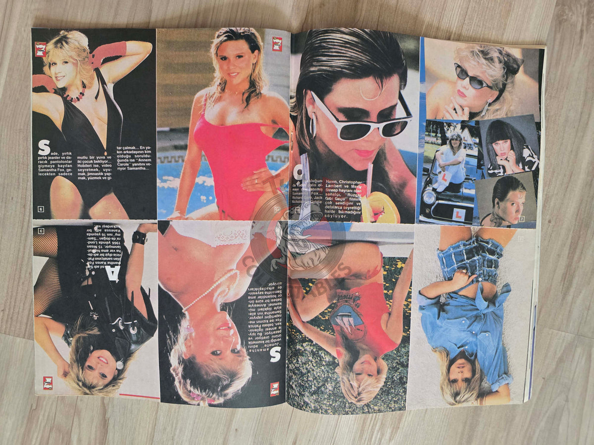 TV'de 7 Gong 1988 Rambo Turkish Magazine Turkey Sylvester Stallone Samantha Fox Joan Baez