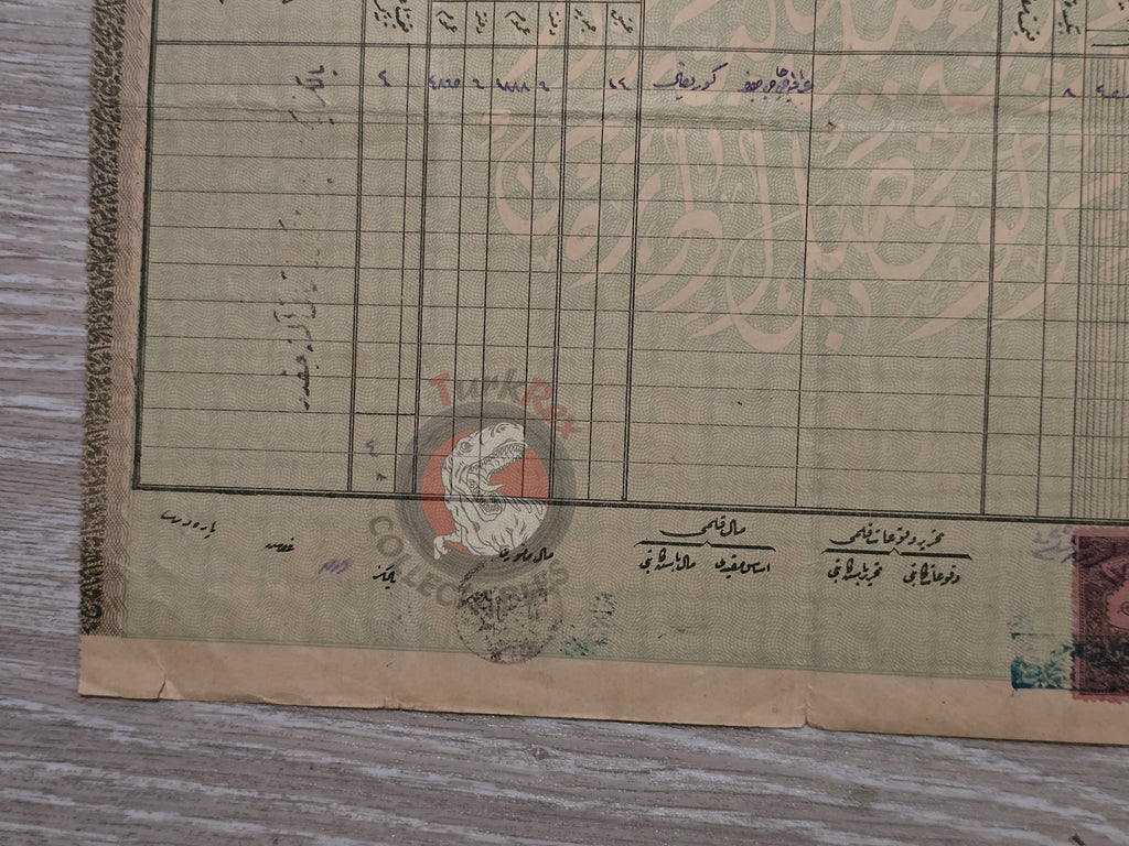 Ottoman Property Tax Receipt 1909 İstanbul Üsküdar House Military Education