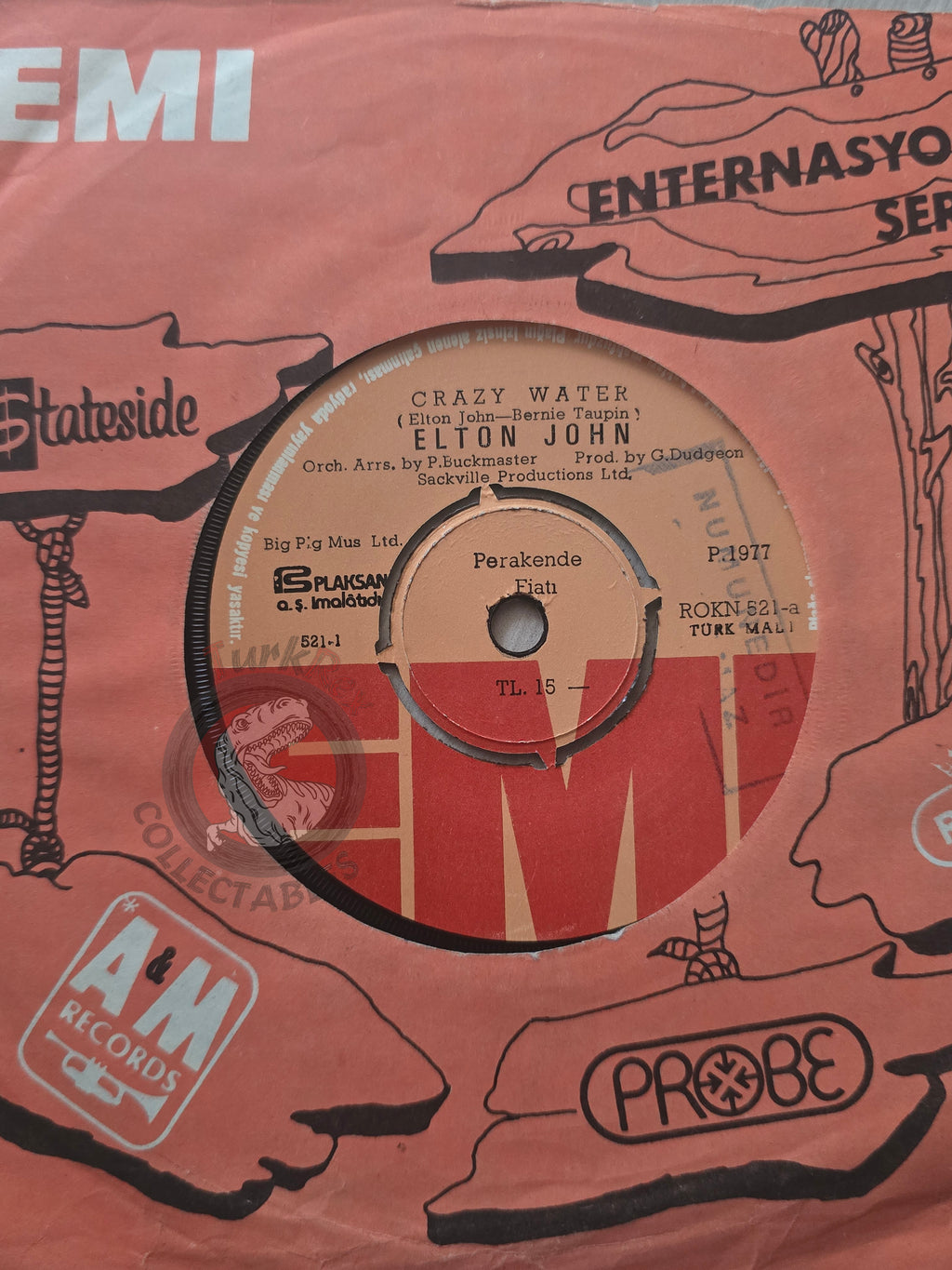 Elton John – Crazy Water / Chameleon 7" Promo Turkish Pressing Vinyl Turkey Edition