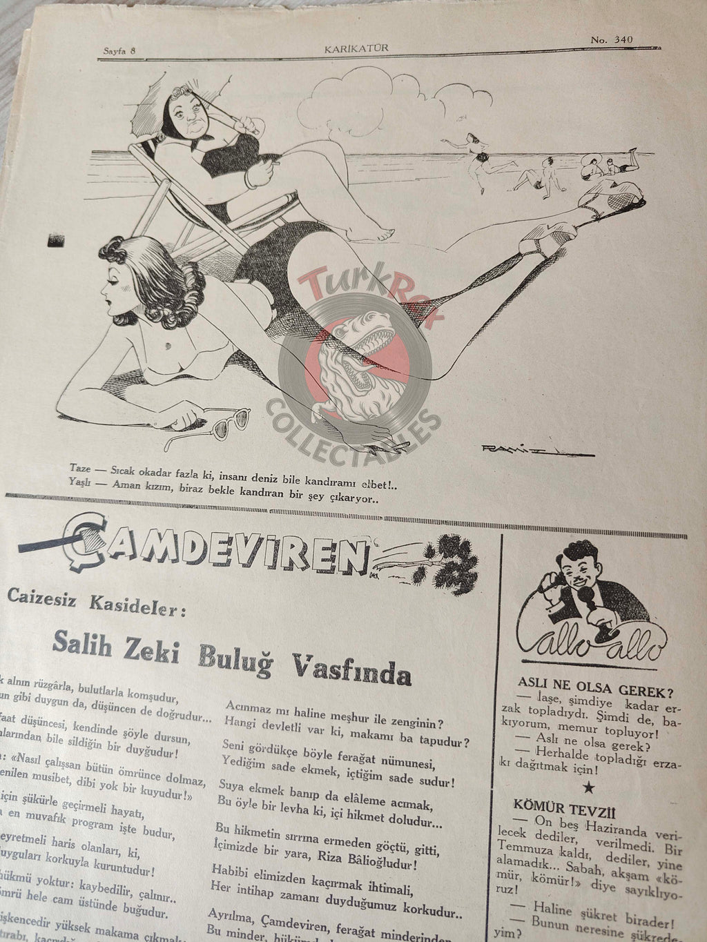 Karikatür 1942 Humor Magazine Turkish Turkey Africa WW2 era Egypt War German Soldier