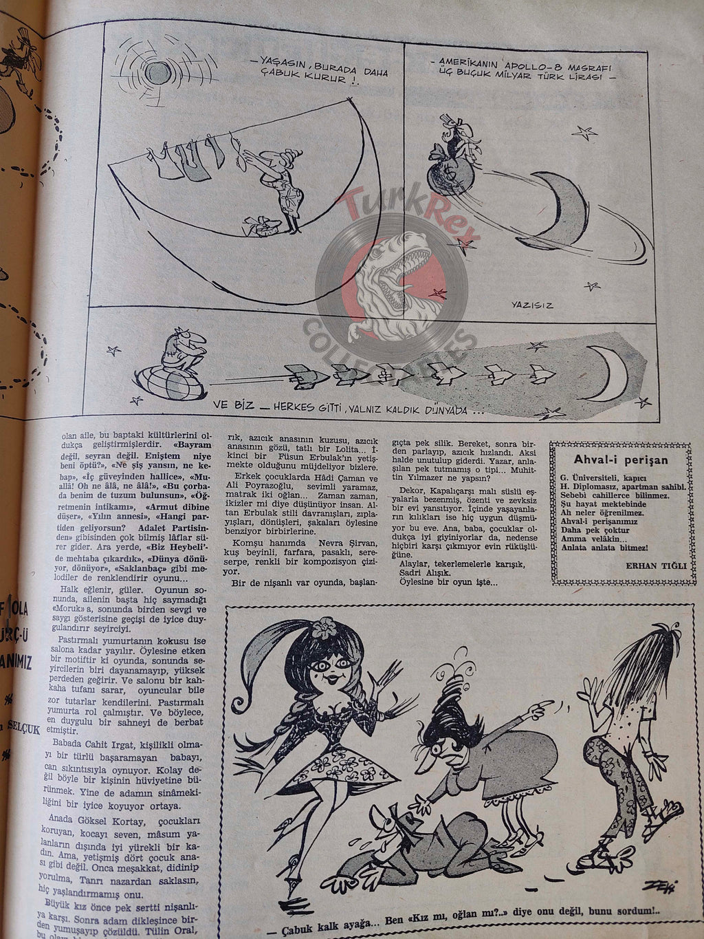 Akbaba 1969 The Space Race: Apollo 8 and the Moon Turkish Magazine Turkey Uncle Sam