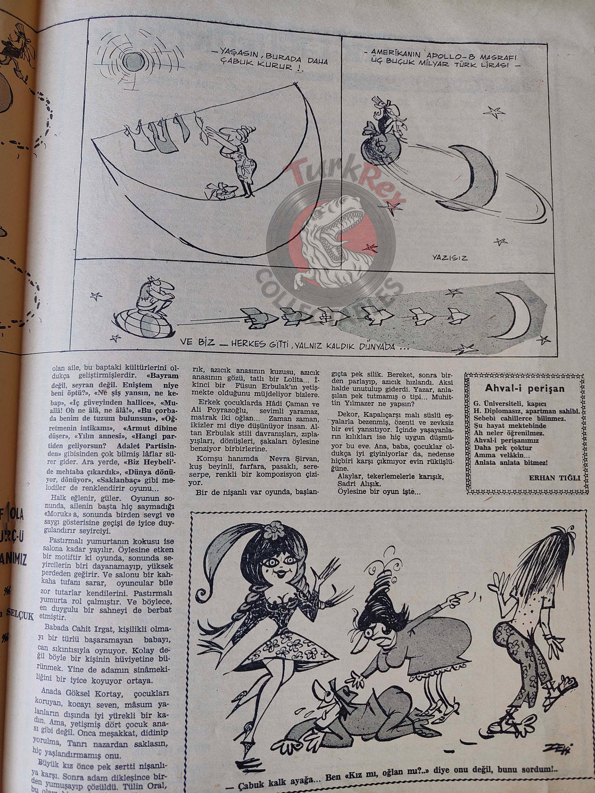Akbaba 1969 The Space Race: Apollo 8 and the Moon Turkish Magazine Turkey Uncle Sam