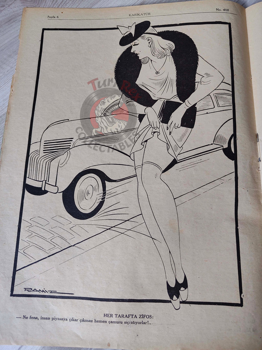 Karikatür 1943 Humor Magazine Turkish Turkey Japan Pacific United States WW2 era Italy Germany Uncle Sam