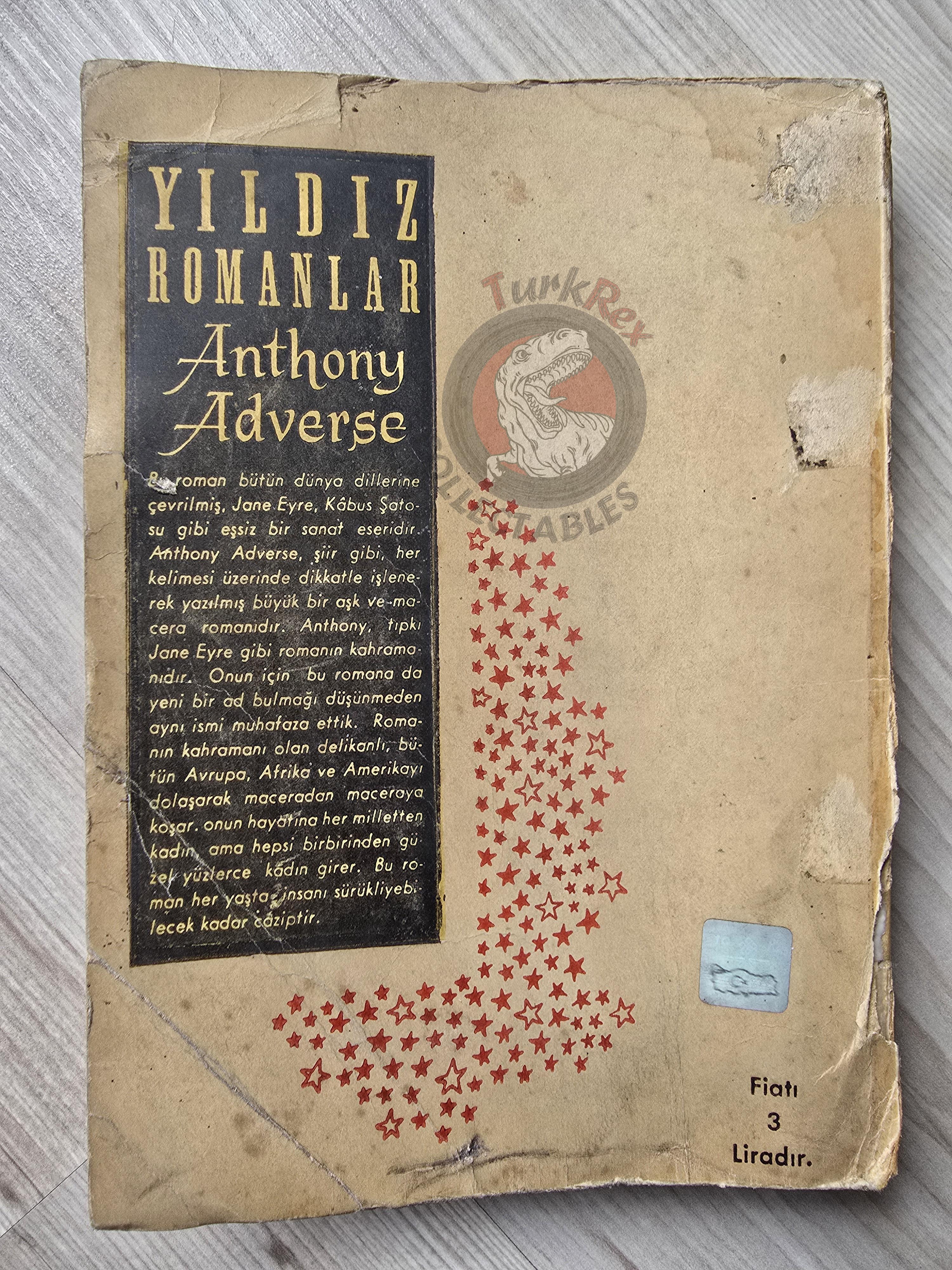 Hervey Allen – Anthony Adverse  1949 1st Turkish Book Turkey