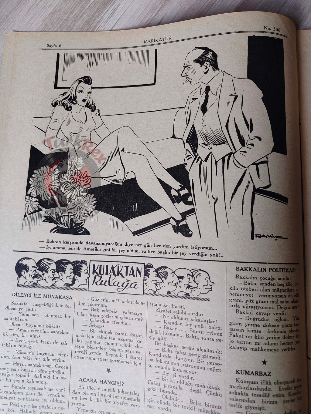 Karikatür 1941 Humor Magazine Turkish Turkey Uncle Sam USA WW2 era Soviet Russia Britain Japan