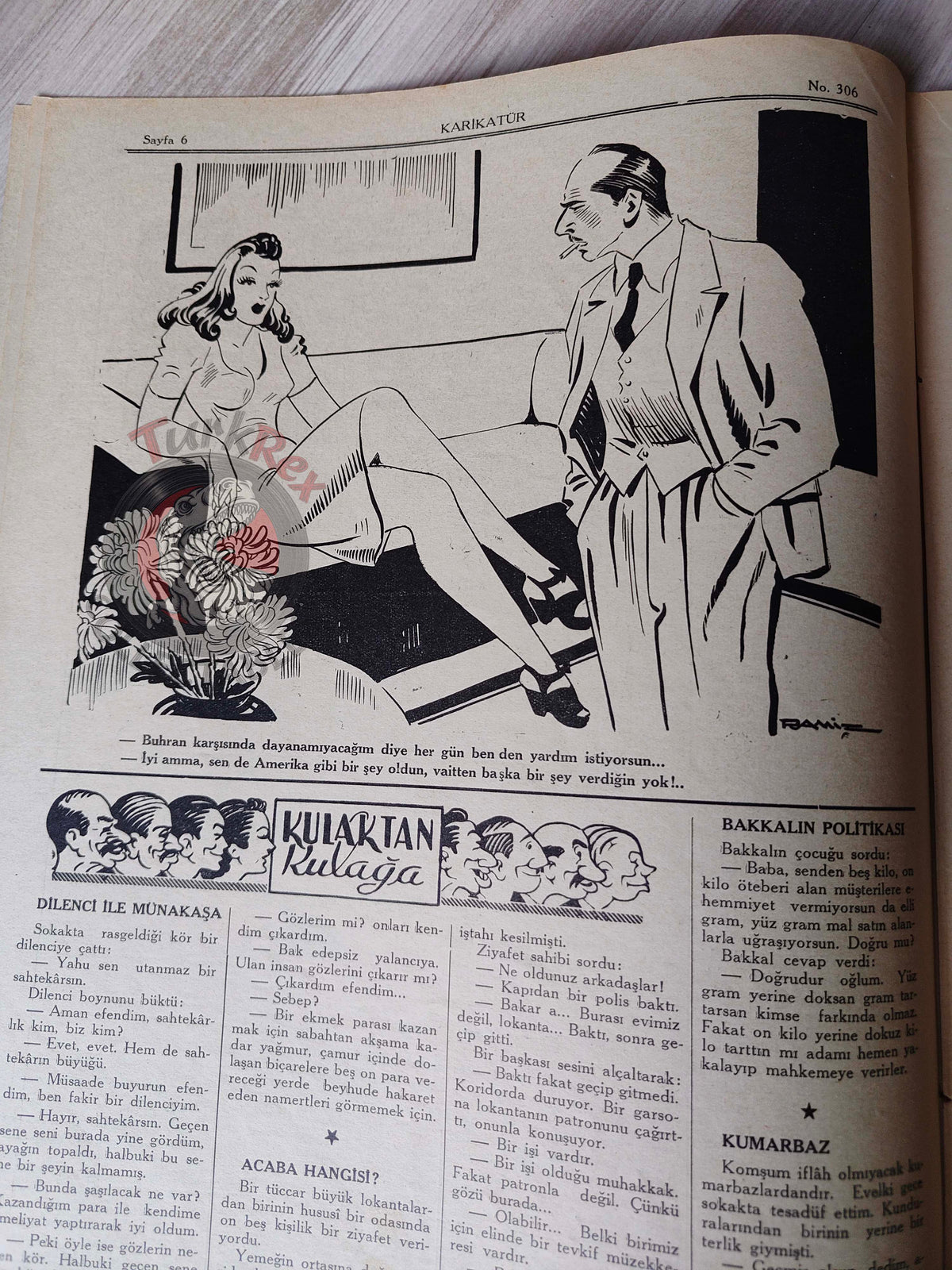 Karikatür 1941 Humor Magazine Turkish Turkey Uncle Sam USA WW2 era Soviet Russia Britain Japan