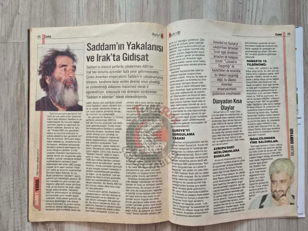 Cuma 2003 Metallica And Justice for All Turkish Magazine Turkey Middle East Saddam Hussein