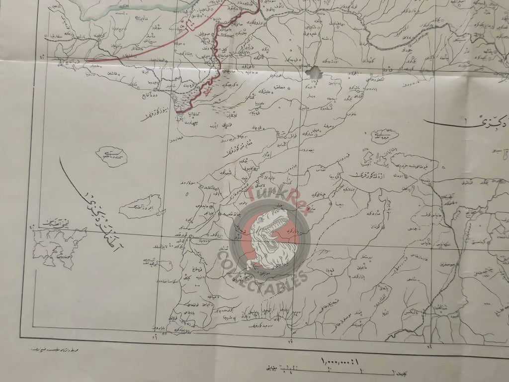 Turkey European Borders after the Treaty of Lausanne 1924 Ottoman Script Map Greece Bulgaria