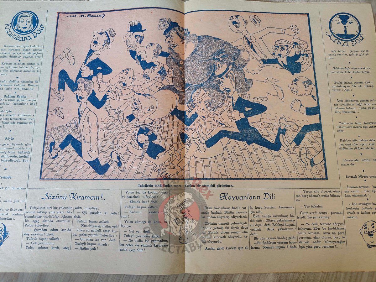 Şaka 1941 Humor Magazine Turkish Turkey Roulette Table Pin-Up Cover WW2 era