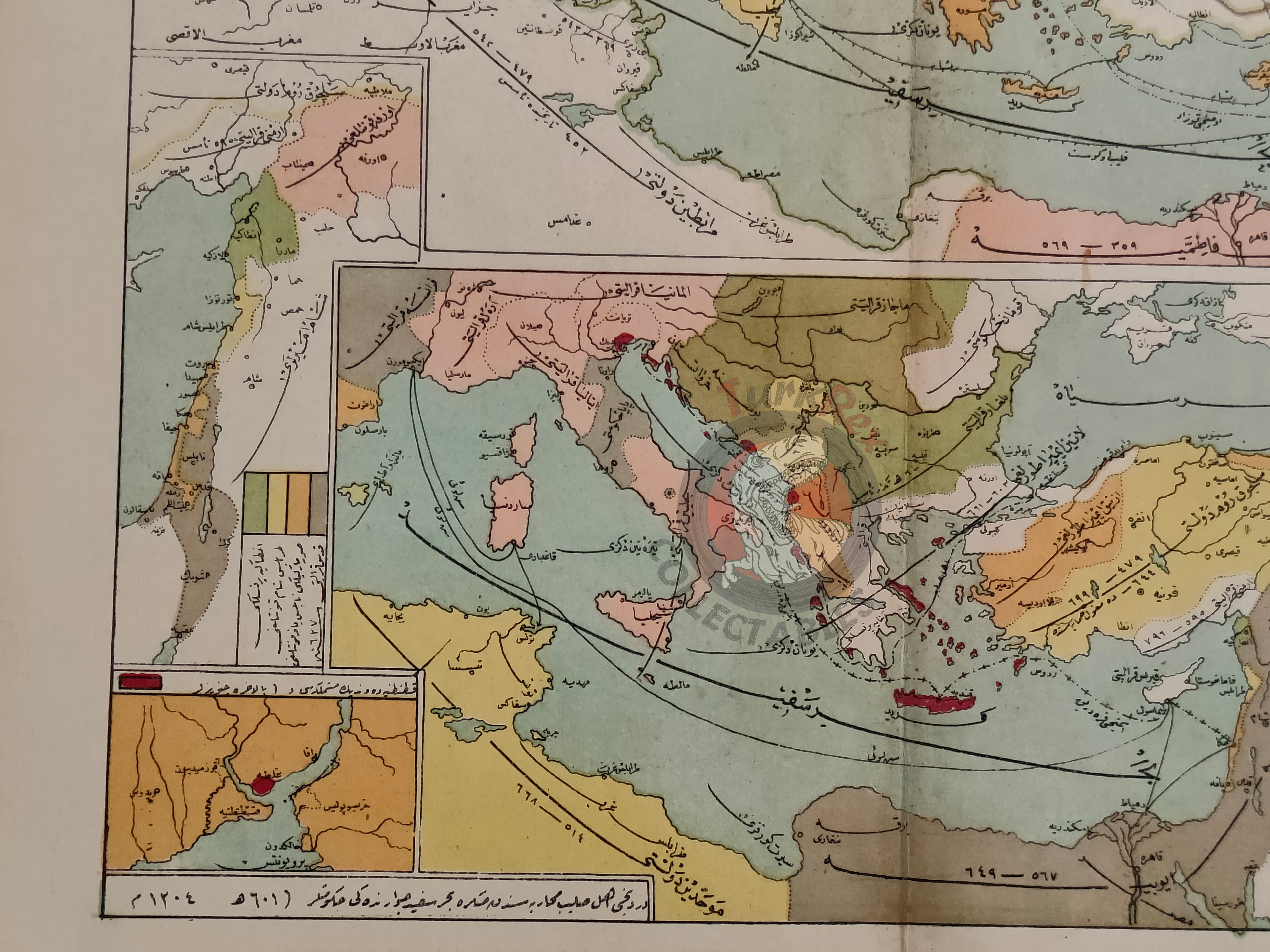 The Crusades 1913 Ottoman Map Middle East Palestine Israel Iraq Iran