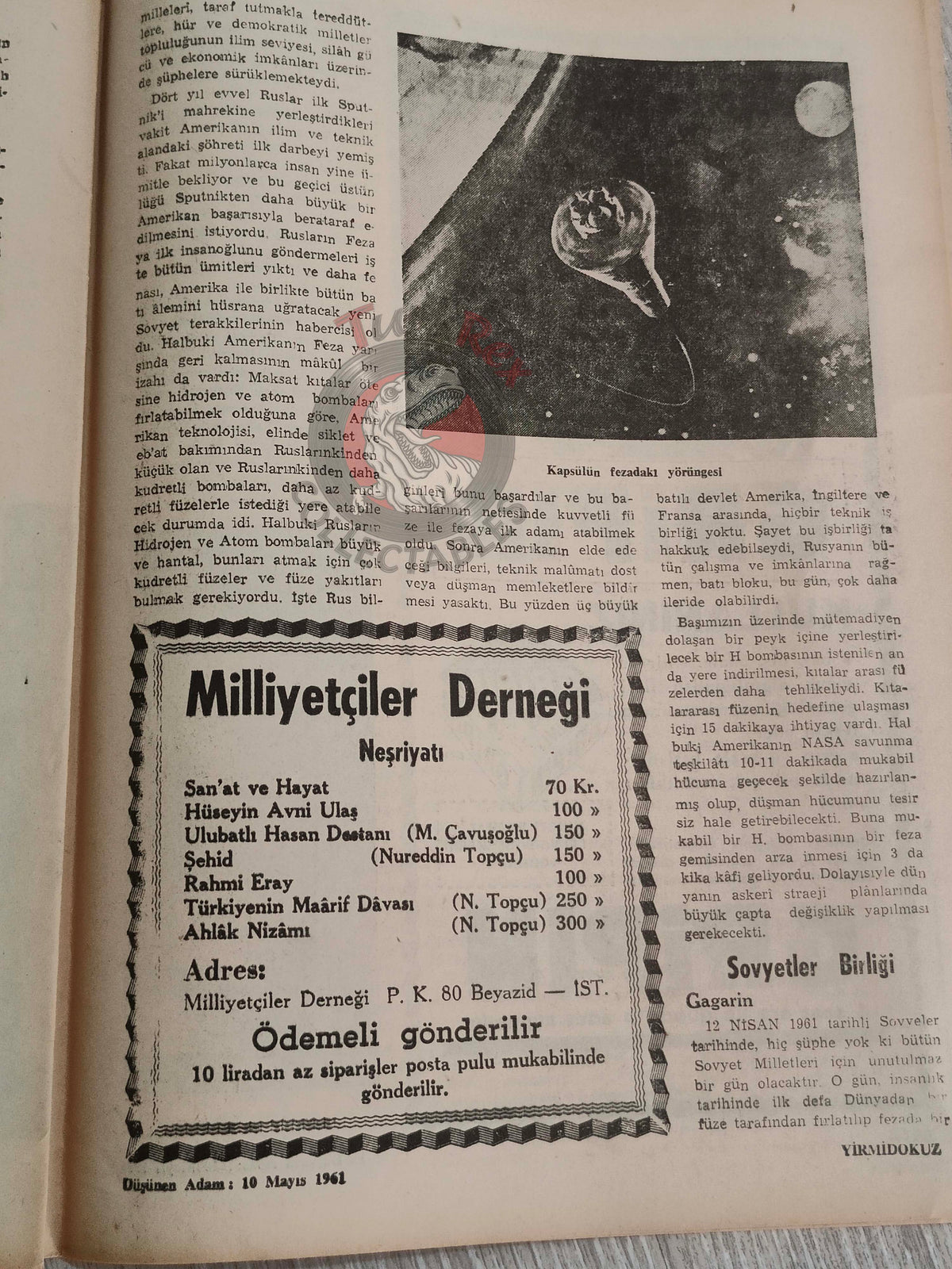 Düşünen Adam 1961 Project Mercury Astronauts Turkish Magazine Turkey Space Moon Alan Shepard