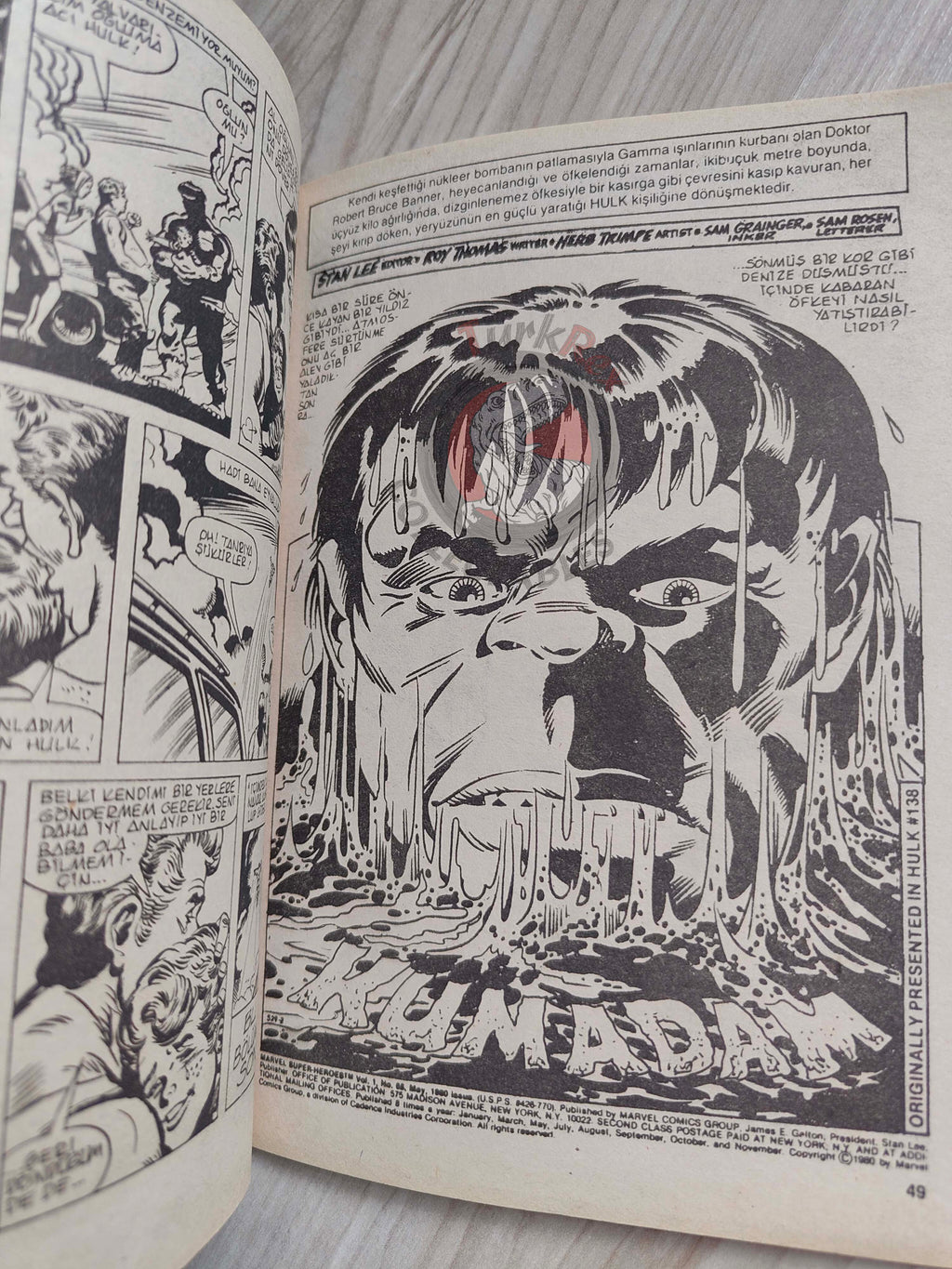 Hulk #11 1988 Turkish Comic Turkey cover Rampaging Magazine #1 #138