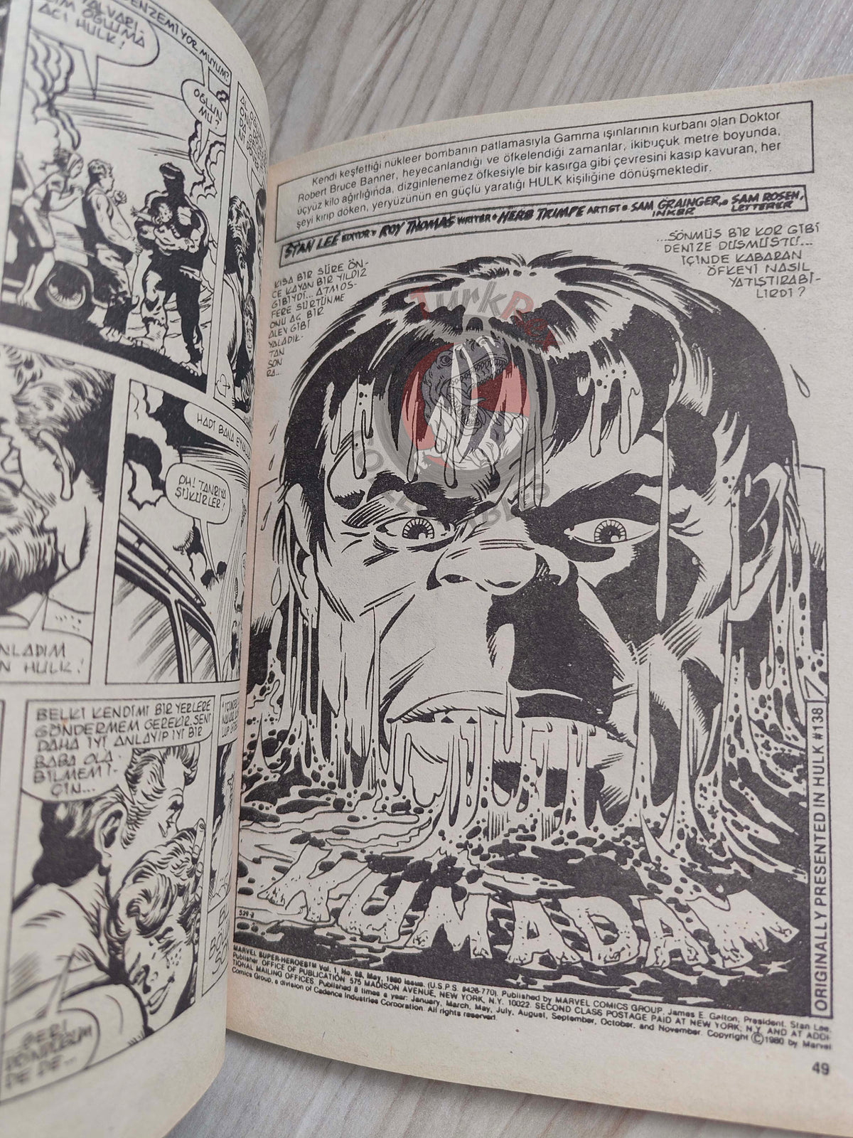 Hulk #11 1988 Turkish Comic Turkey cover Rampaging Magazine #1 #138