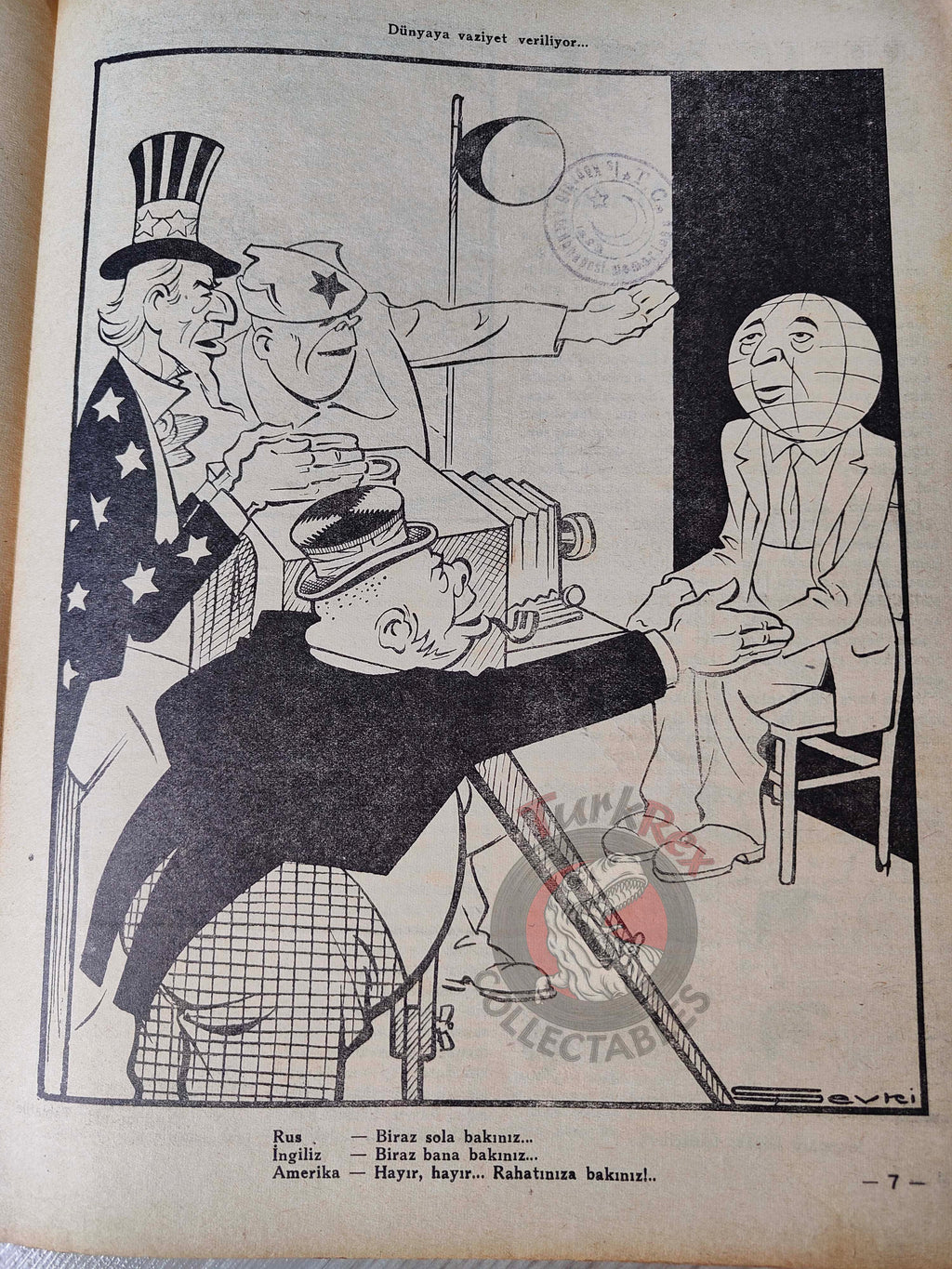 Akbaba 1945 Humor Magazine Turkish Turkey Churchill Out, Attlee In WW2 era Britain Uncle Sam