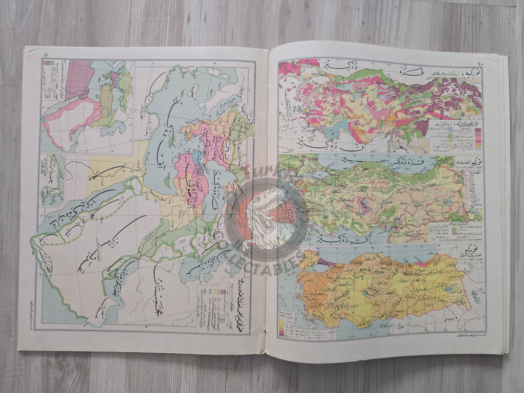 Ottoman Atlas - Orta Atlas by Faik Sabri Ottoman Script 1928 many maps