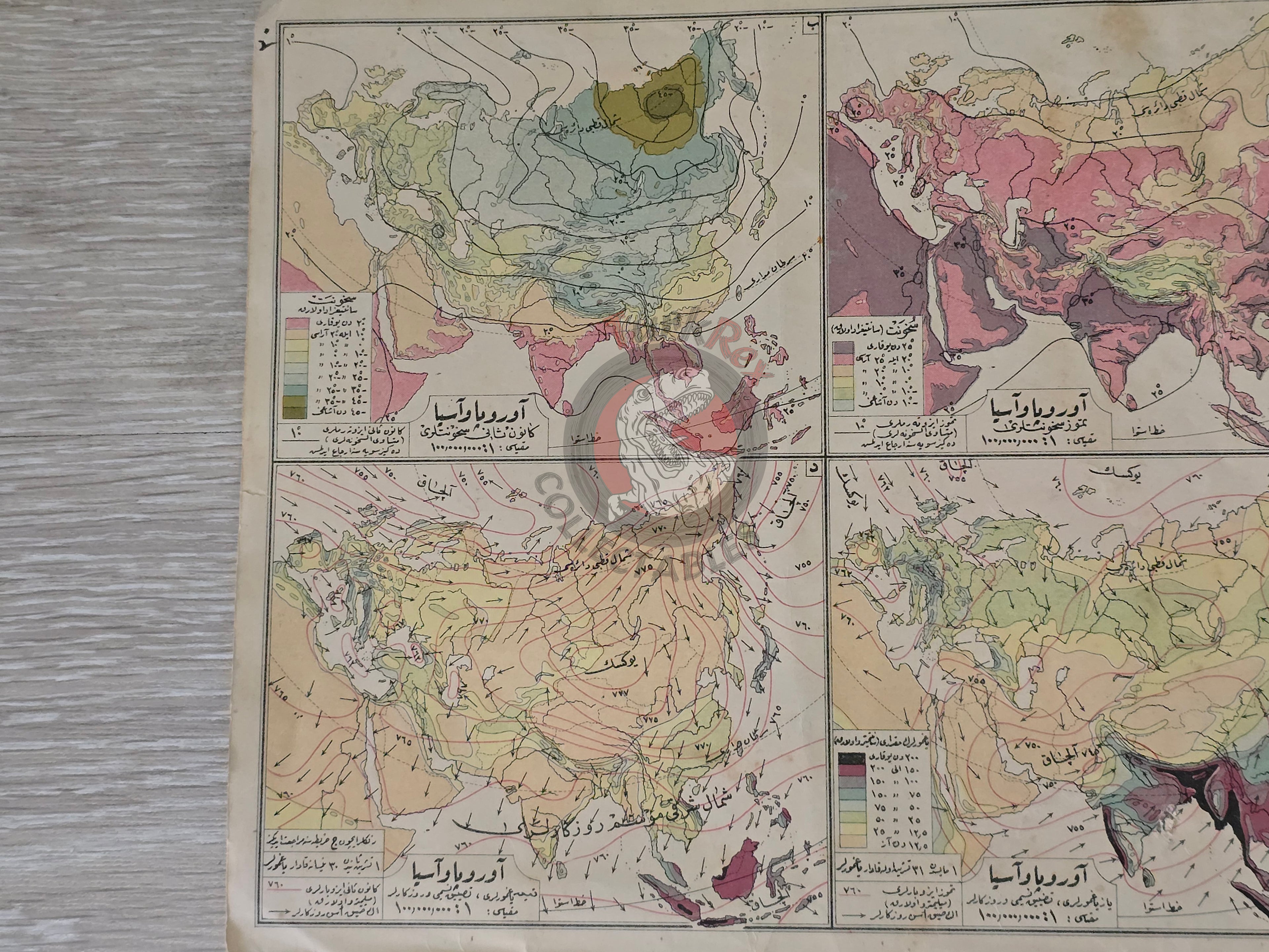 Asia Political & Europe Thematic Map 1928 Ottoman Atlas Faik Sabri Saudi Arabia Middle East Palestine
